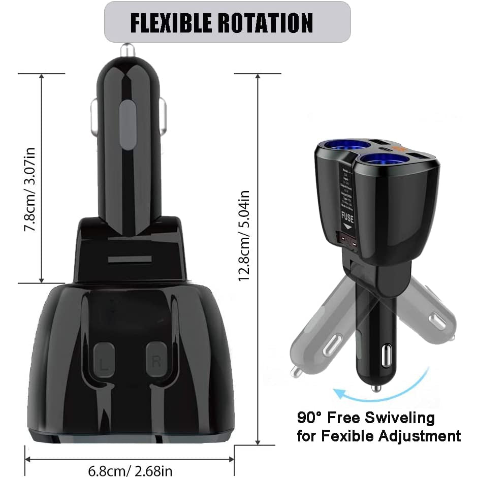 Green Lion Multi-Port Car Charger Adapter 120W - Black