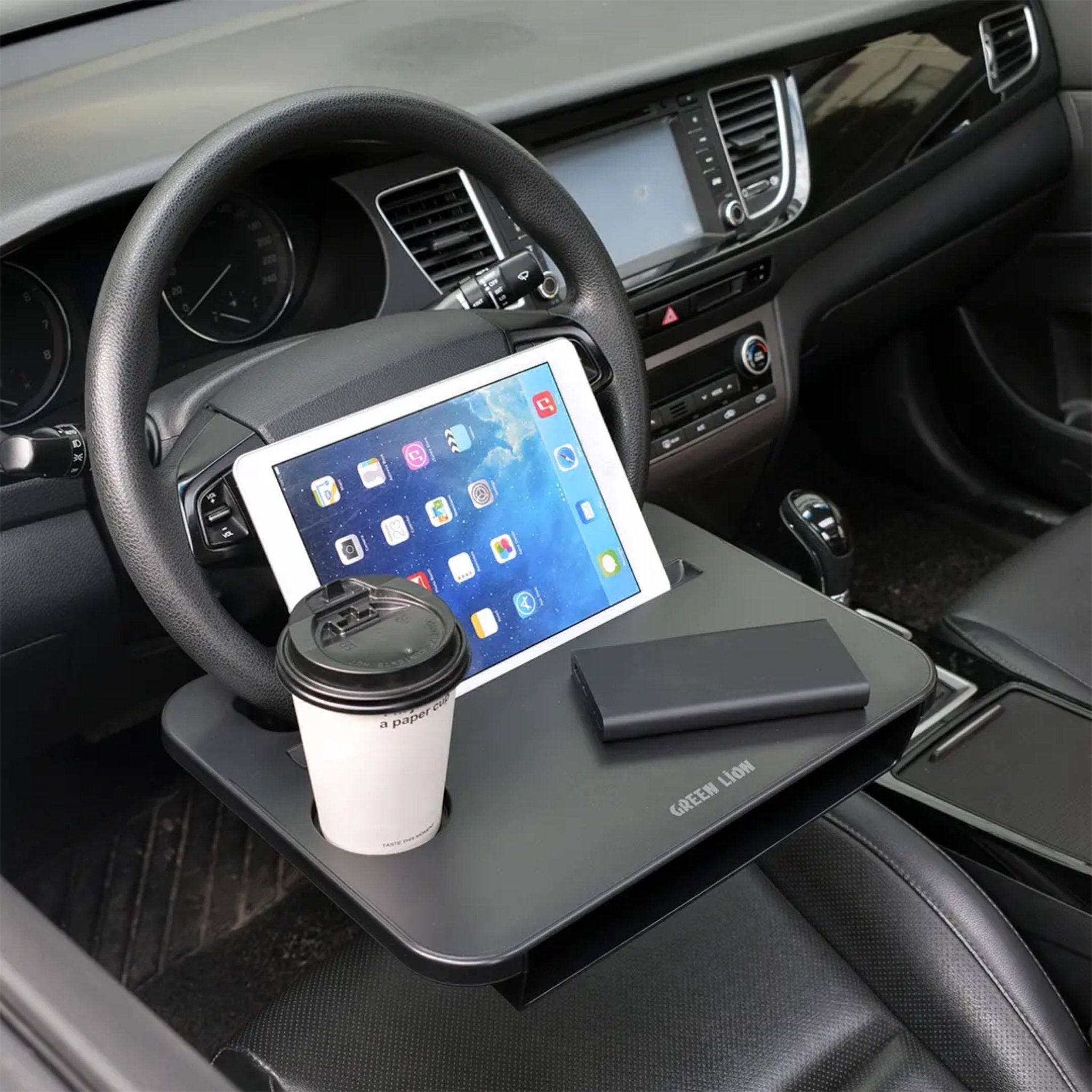Green Lion Multifunctional Steering Wheel Tray - Black
