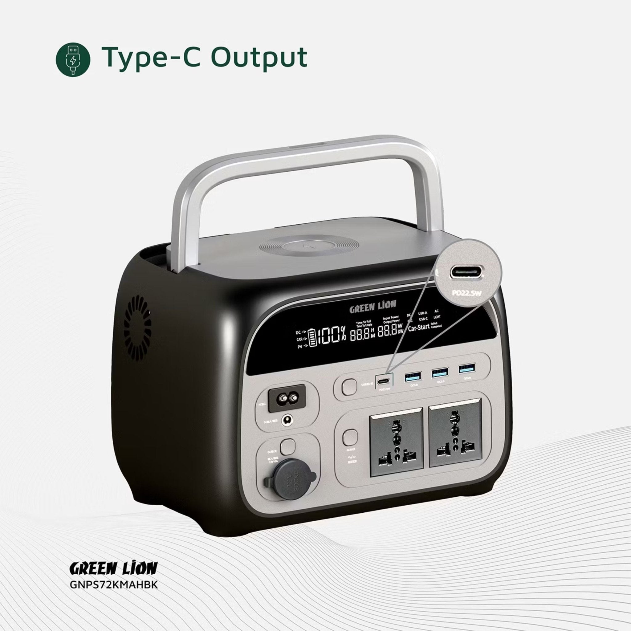 Green Lion Portable 72000mah Power Station 600W - Black