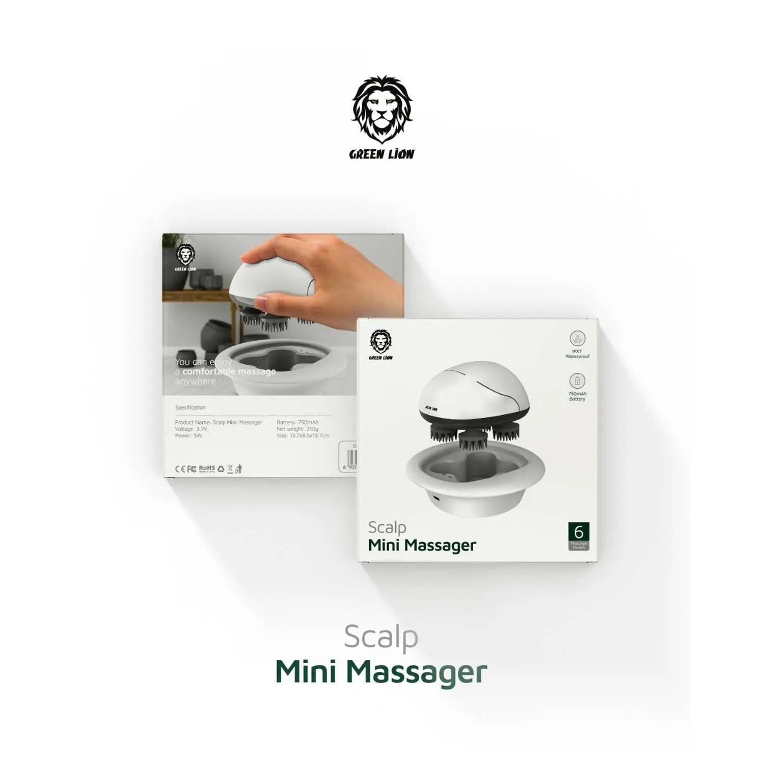 Green Lion Scalp Mini Massager 750mAh 5W - White