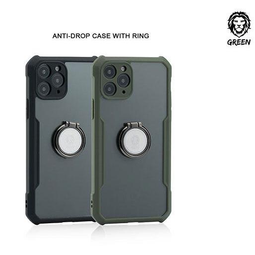 Green Lion Stylishly Tough Shockproof Case with Ring for iPhone - Black