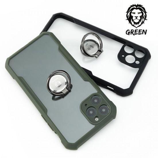 Green Lion Stylishly Tough Shockproof Case with Ring for iPhone - Black