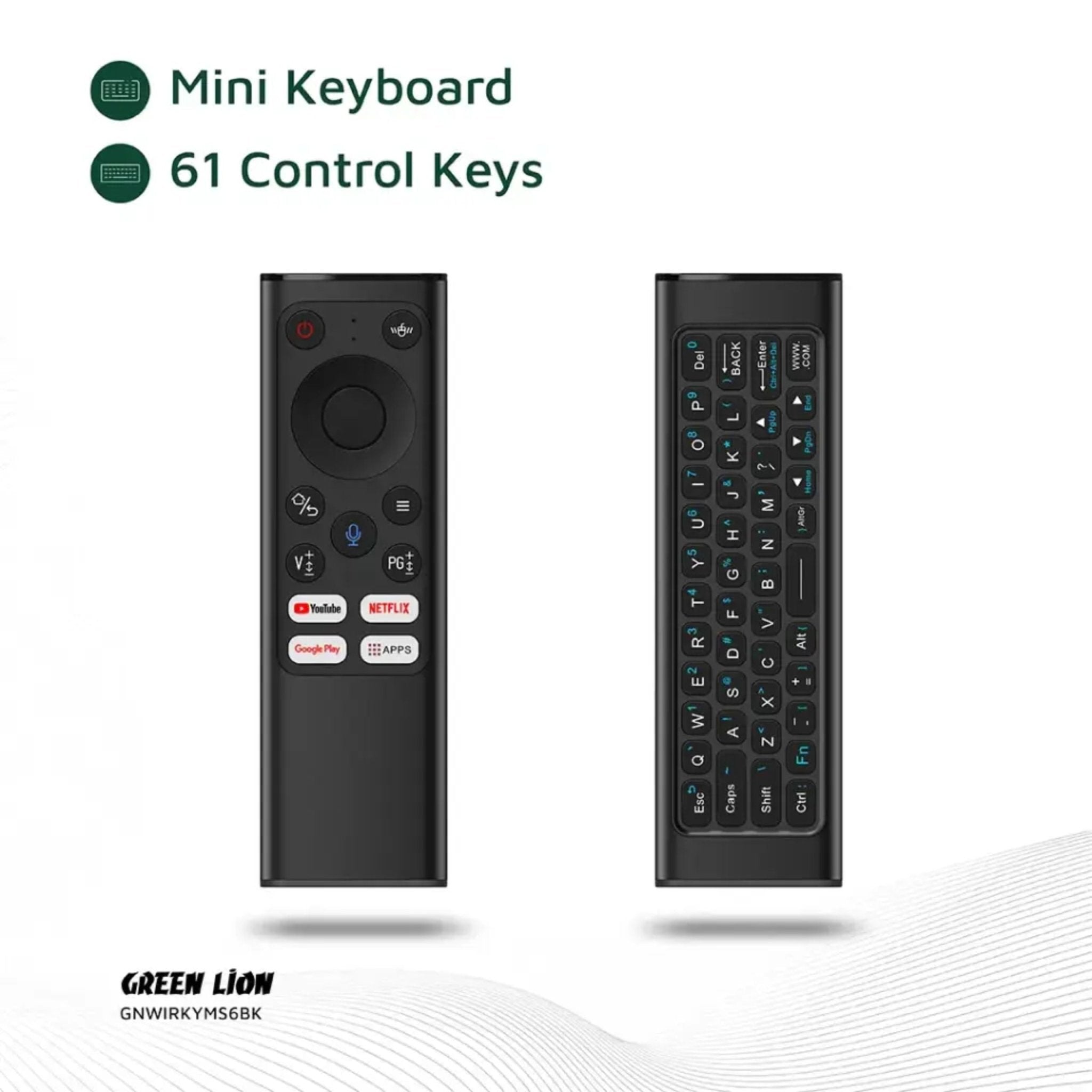 Green Lion Wireless Remote Pro with Keyboard and Air Mouse - Black