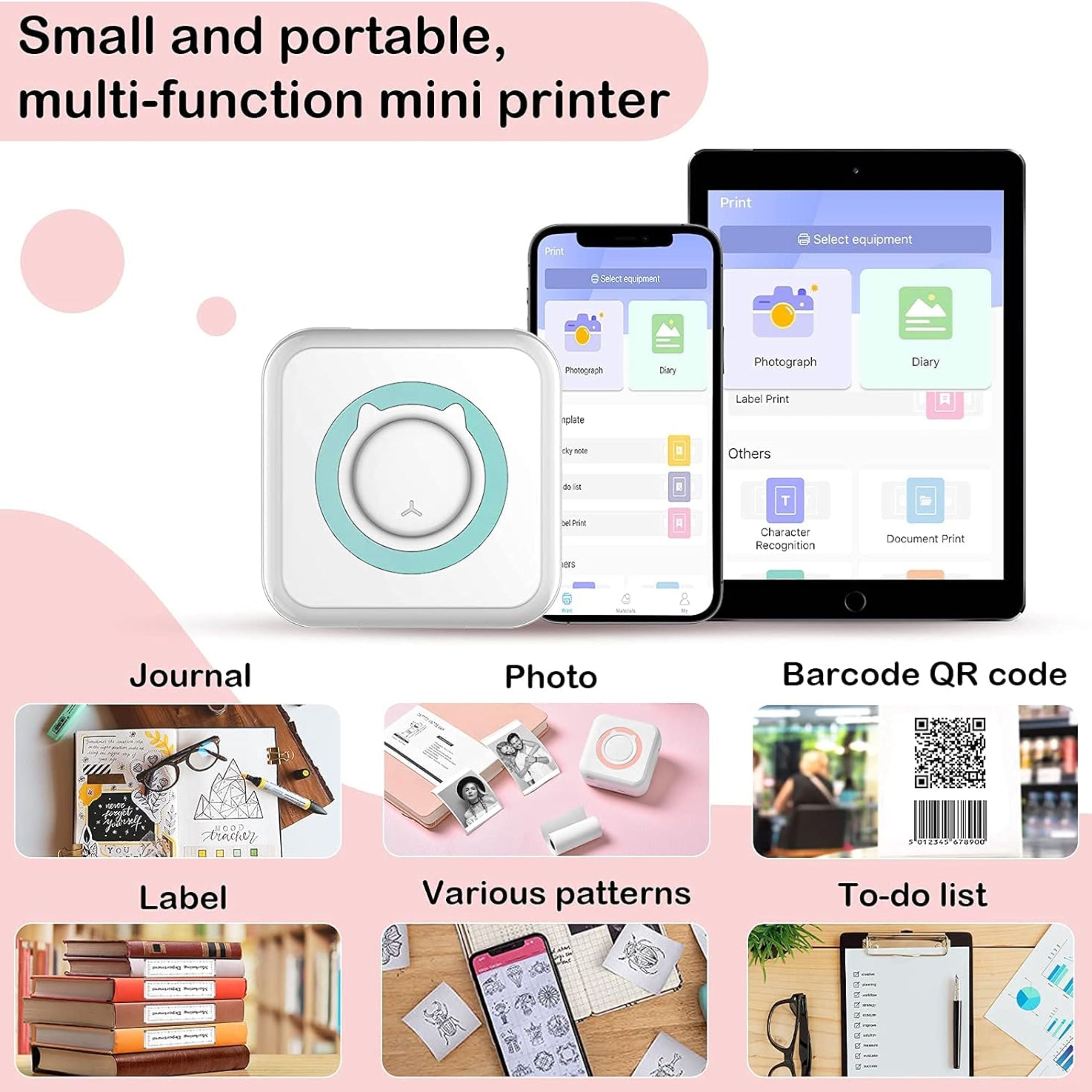 HD Portable Pocket Bluetooth Connect Mini Printer - Green