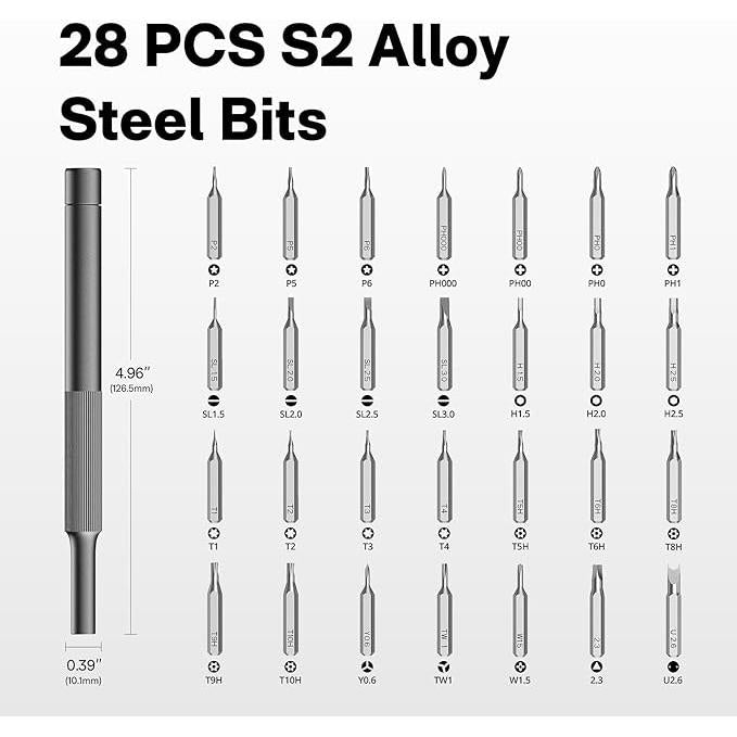 HOTO 28 in 1 Multi-function Precision Screwdriver Set - Black