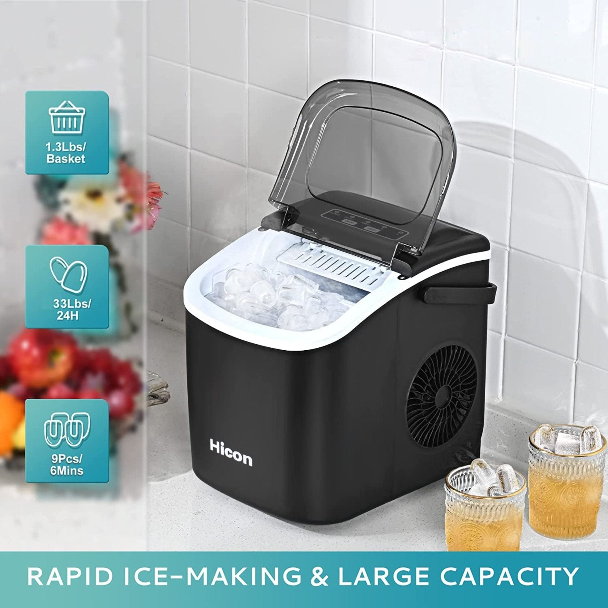 Hicon Ice Maker Machine HZB-16M - Black