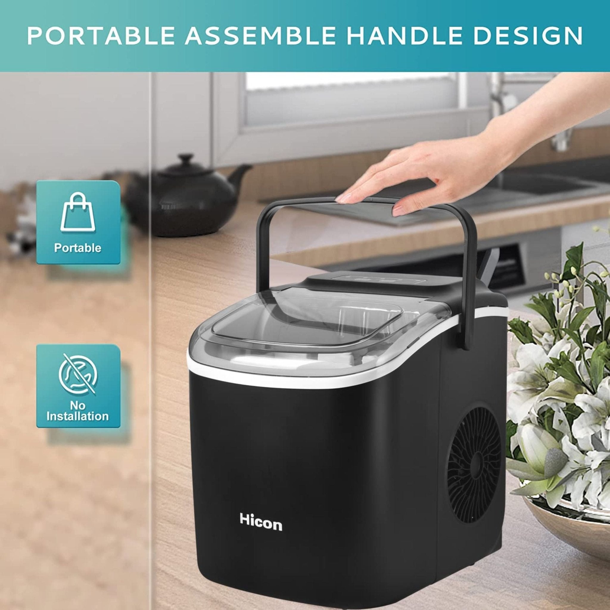 Hicon Ice Maker Machine HZB-16M - Black