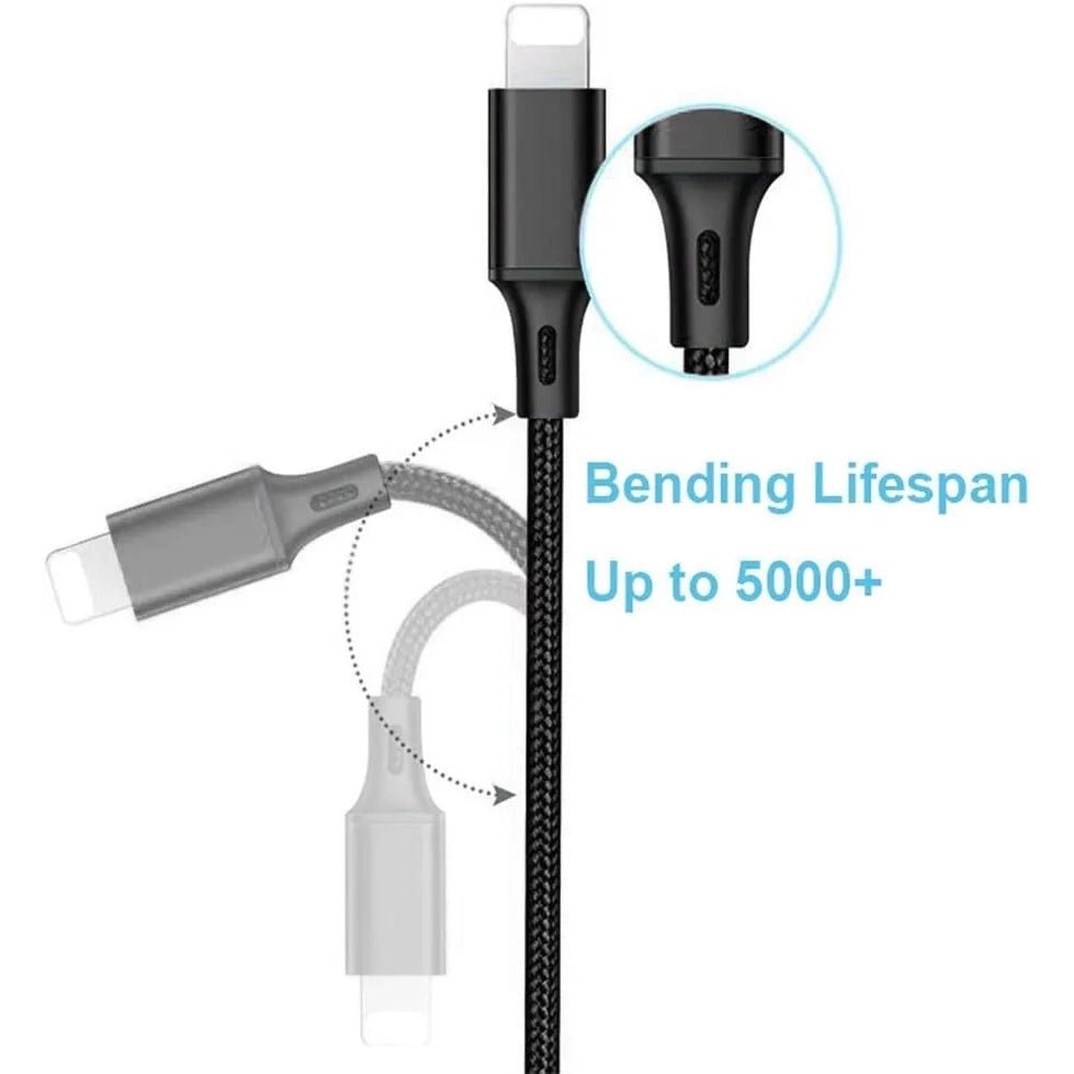 IQ TOUCH 3 in1 3.1A Fast Charge USB Cable 1.2M - Black