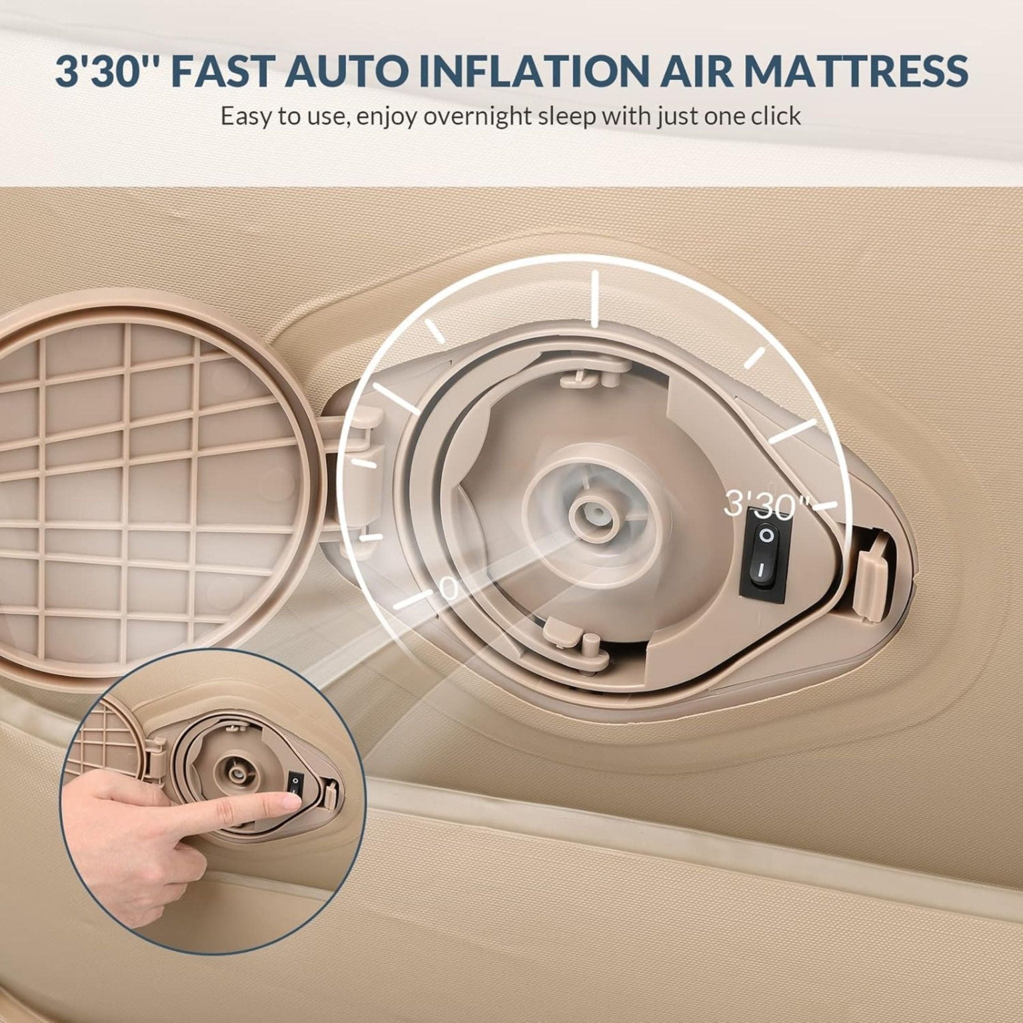 Inflatable Bed with Built in Pump Rechargeable - Brown