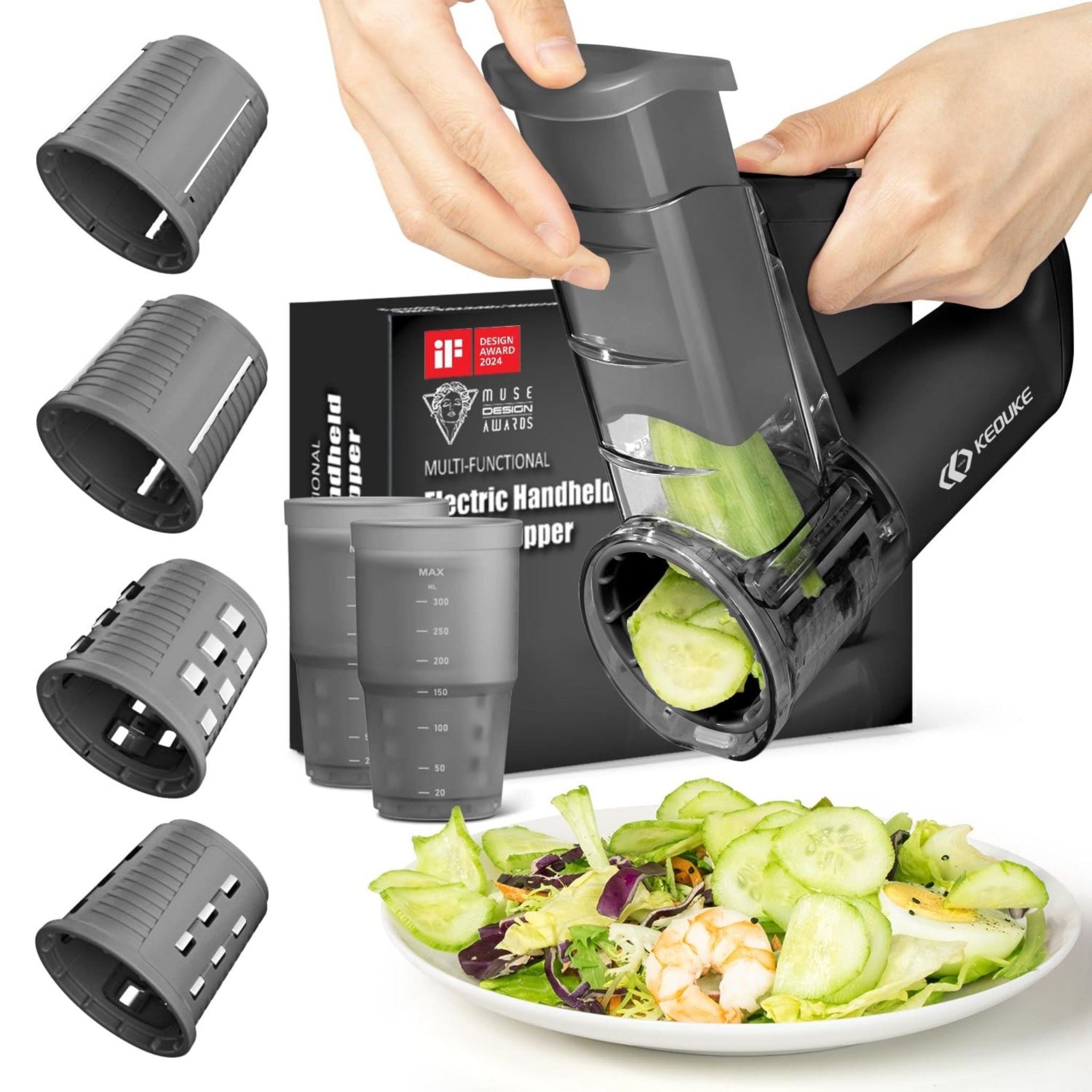 KEOUKE Multi - Functional Electric Handheld Food Chopper - Black