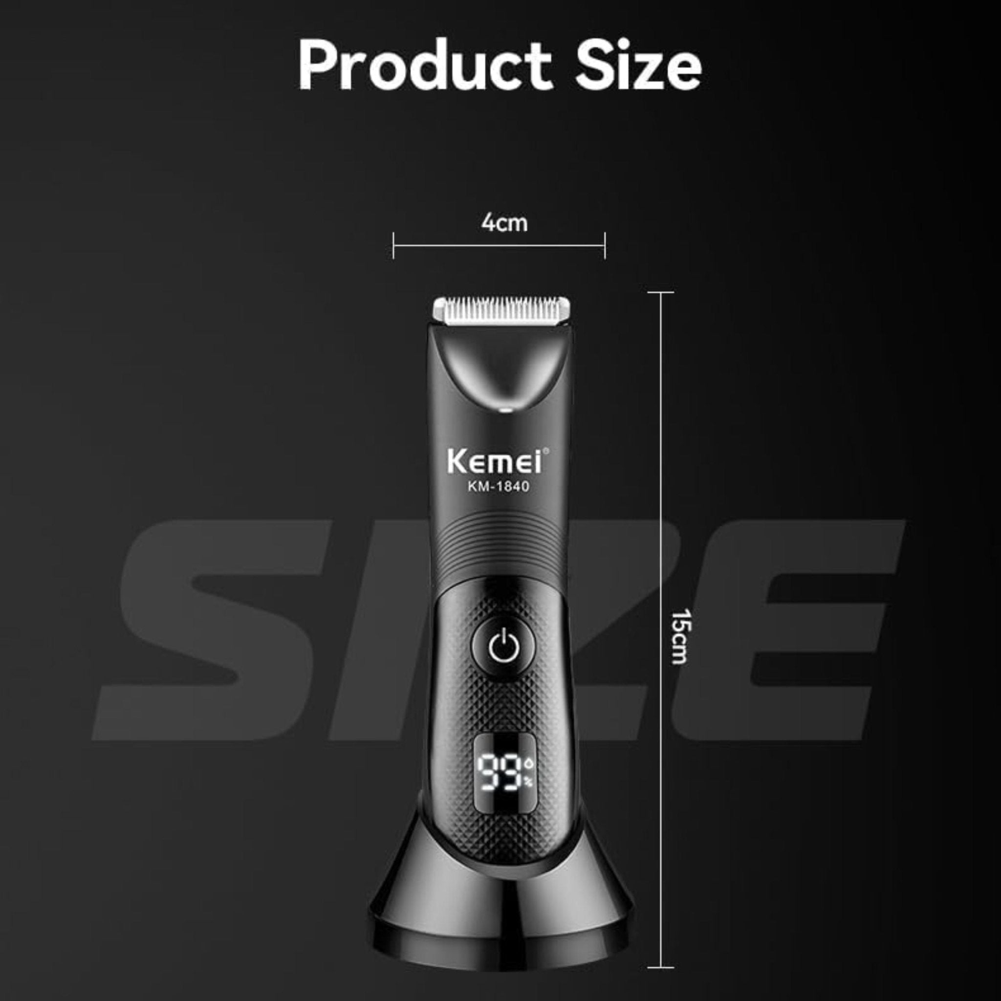Kemei Professional Lady Secret Trimmer IPX7 LCD Display KM-1840 - Black