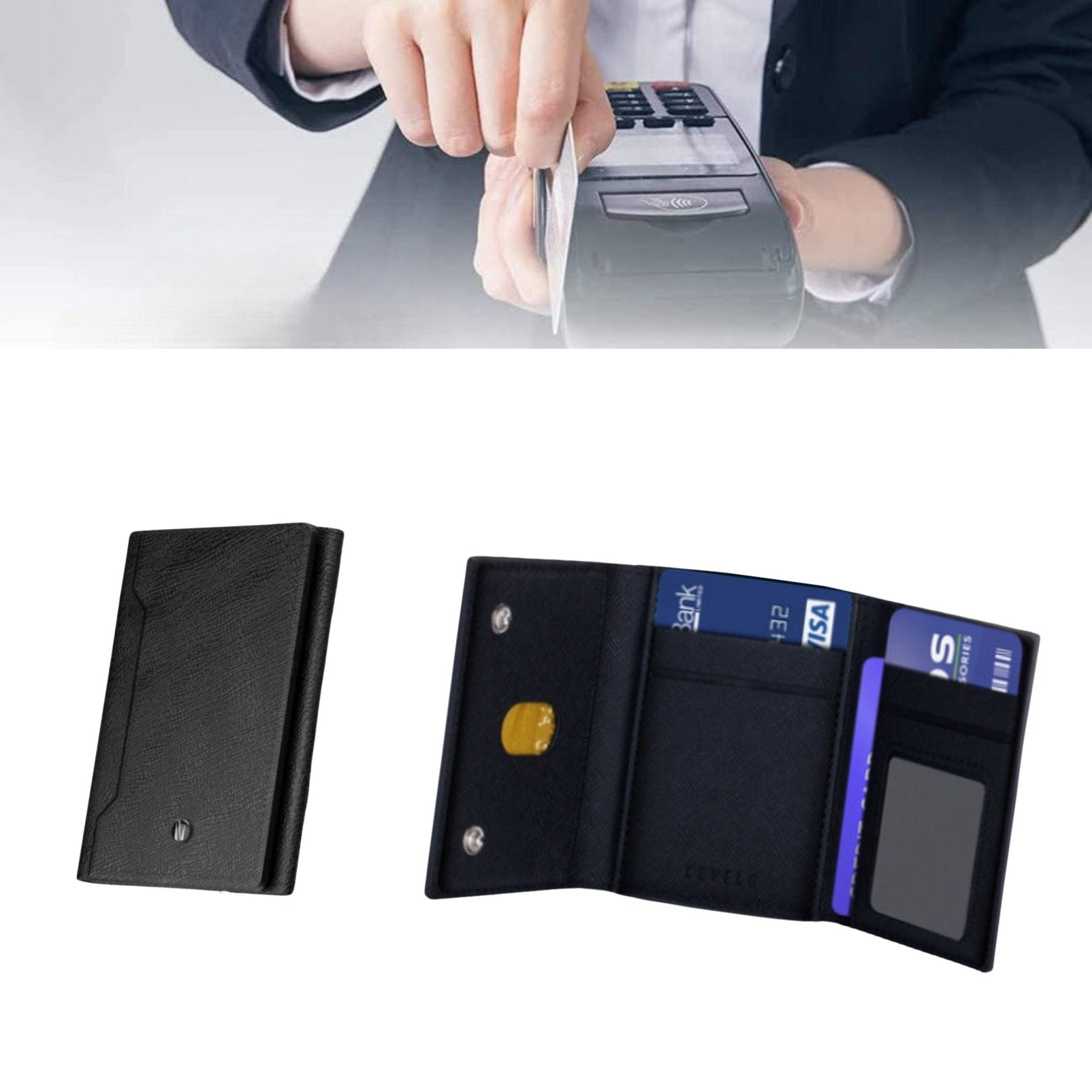 LEVELO Mittle 8 in 1 Magsafe Cardholder Wallet - Black