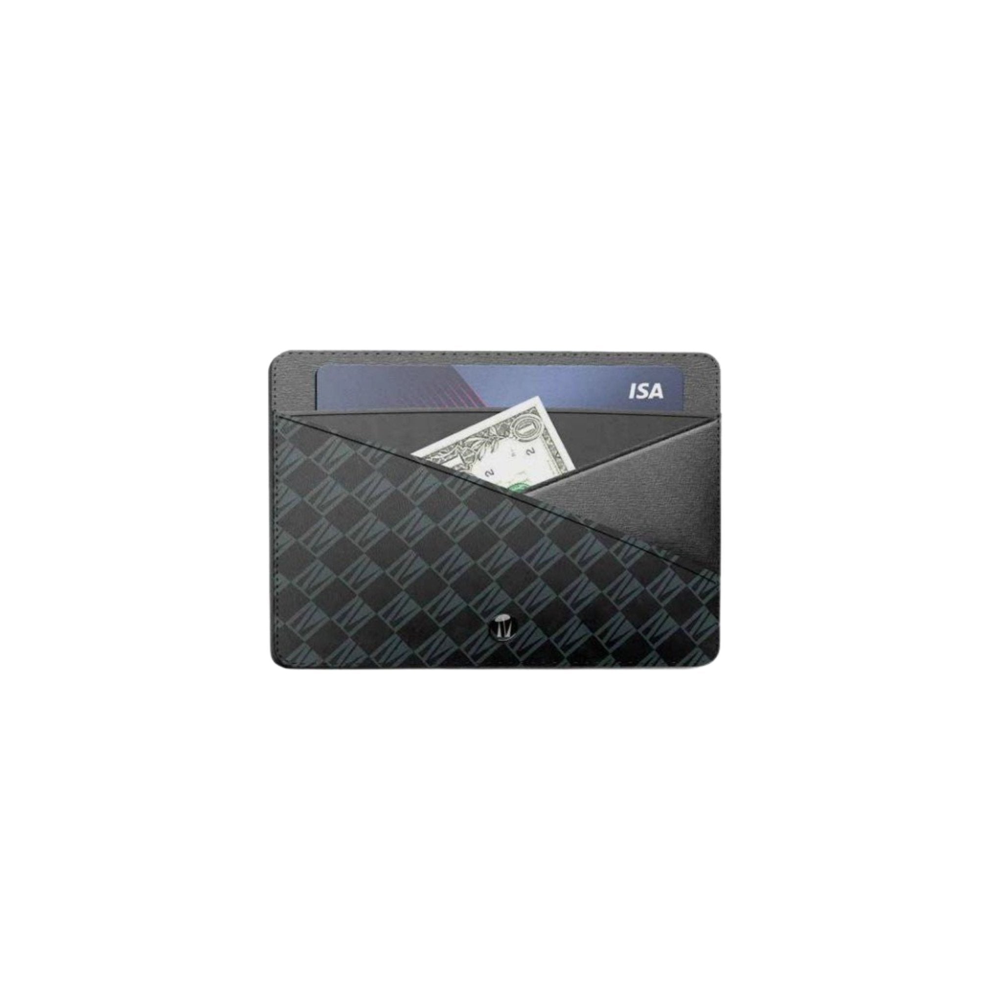 LEVELO Tuxedo Genuine Leather Cardholder Wallet - Black