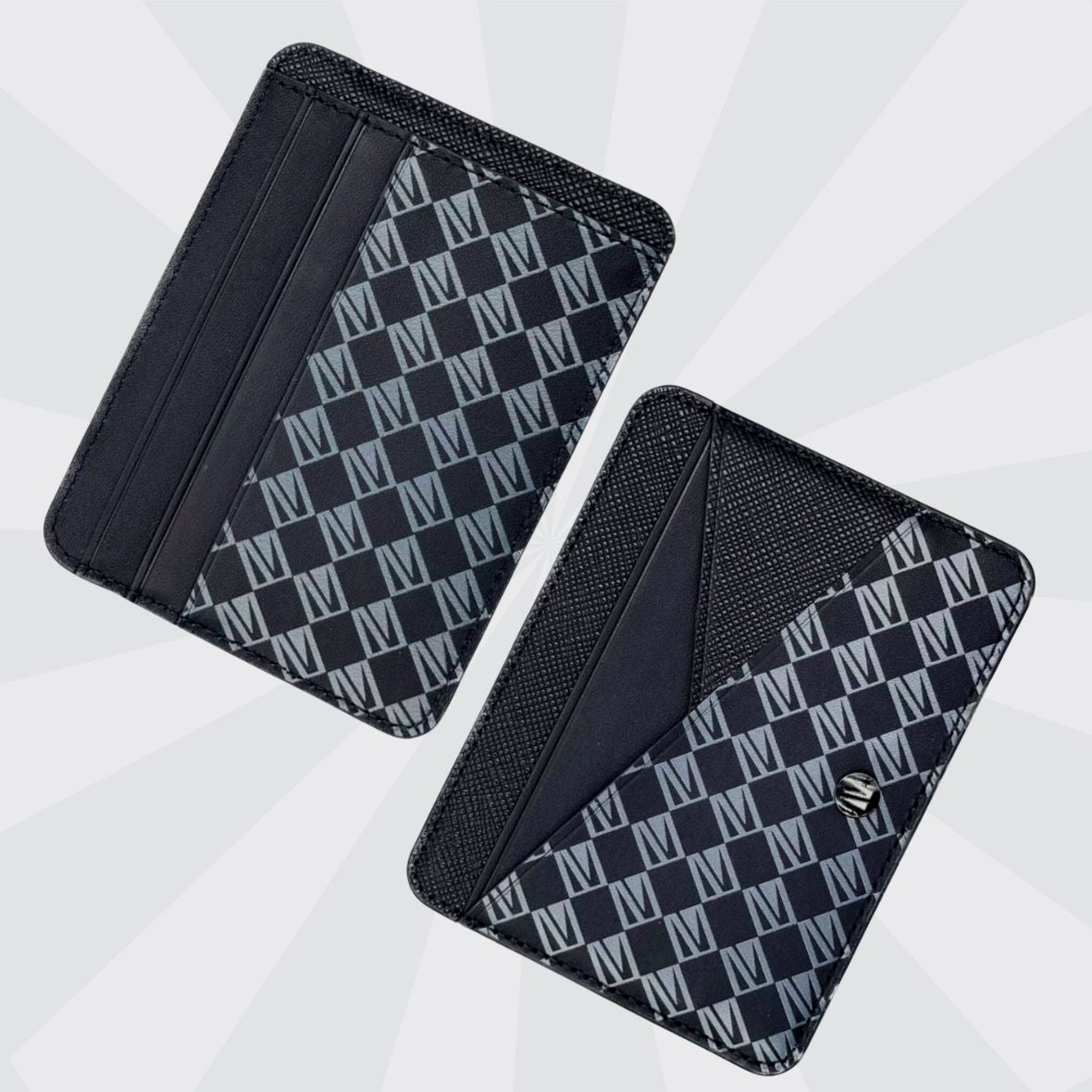 LEVELO Tuxedo Genuine Leather Cardholder Wallet - Black