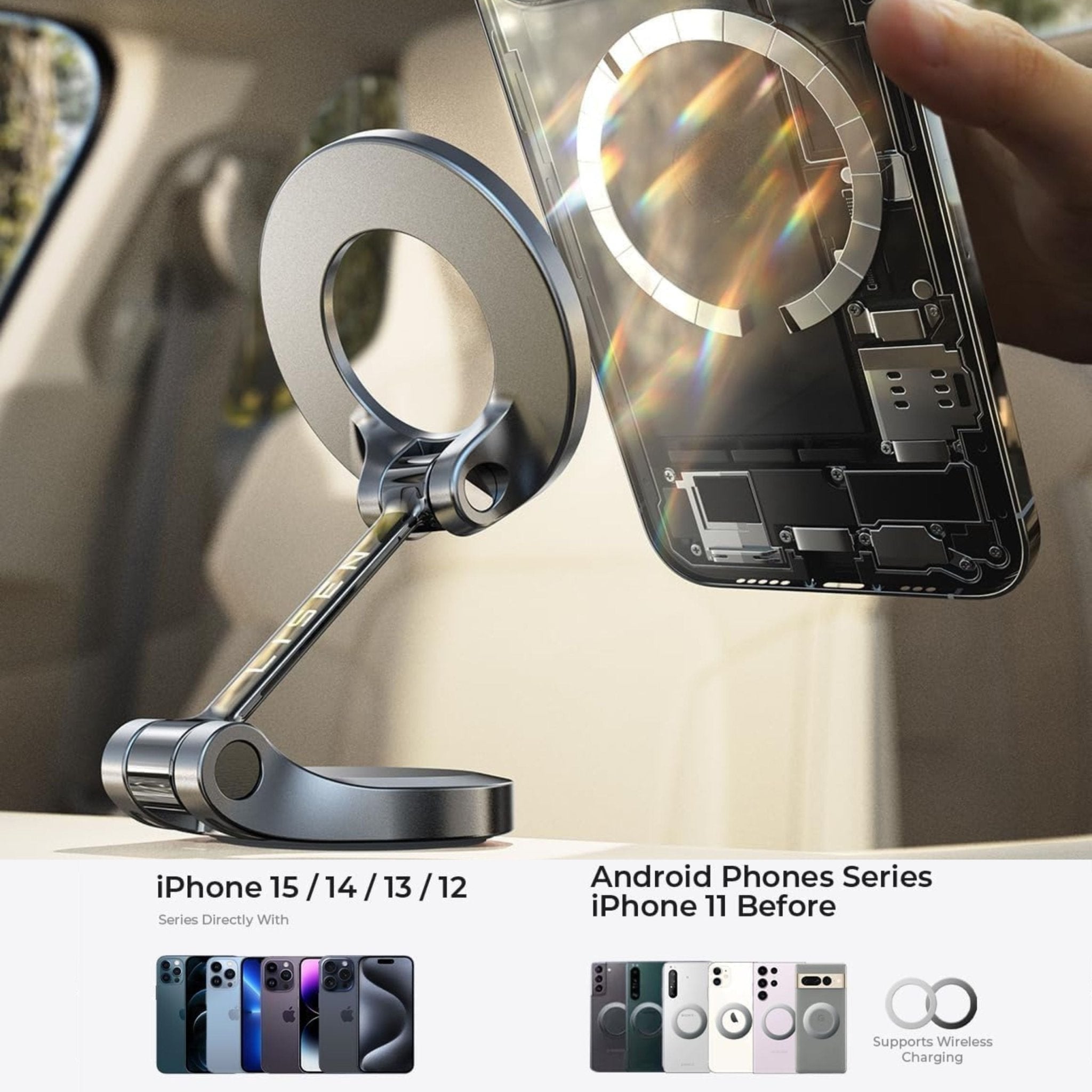 LISEN Magsafe Car Mount 360 Degree - Black