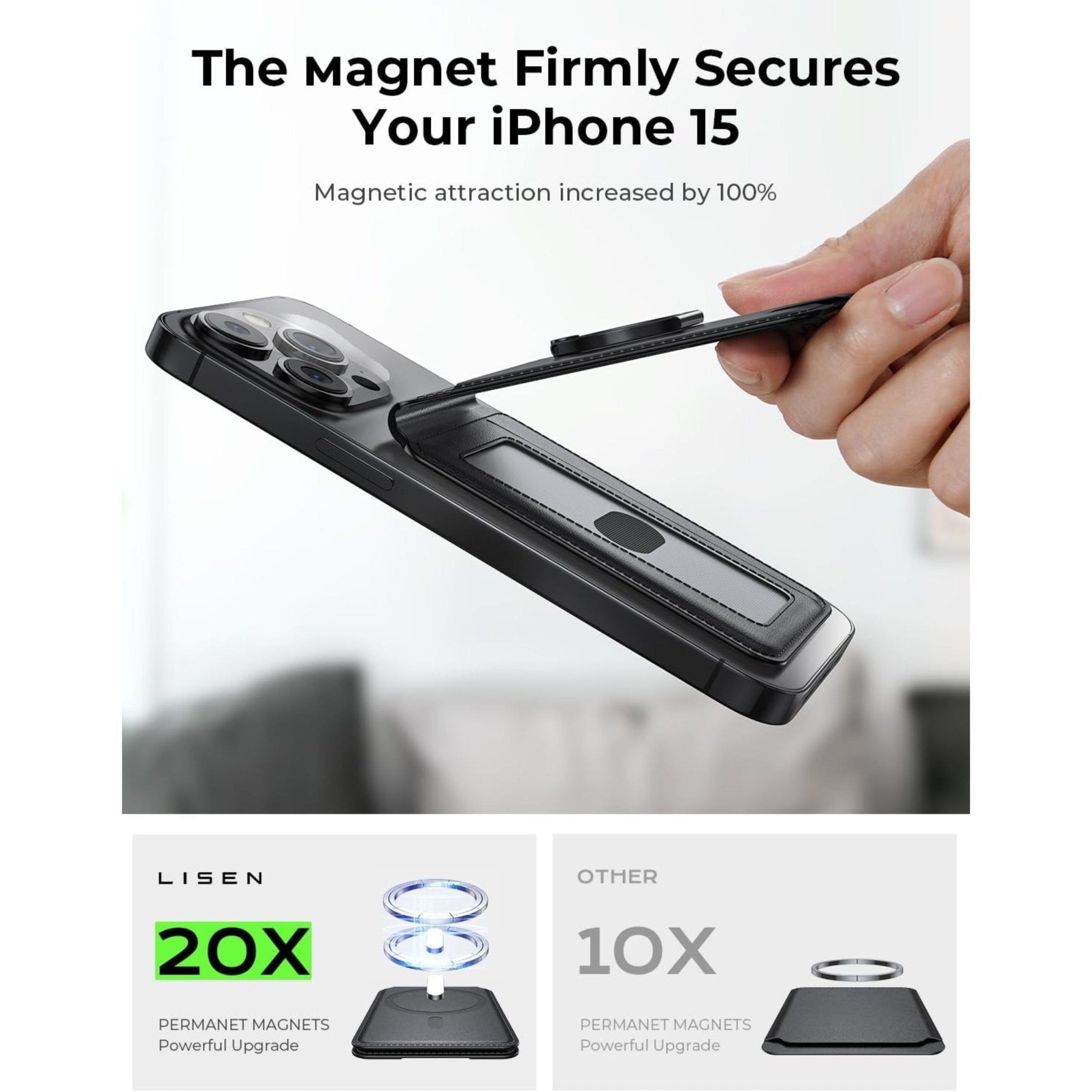 LISEN Magsafe Wallet Card Holder - Black