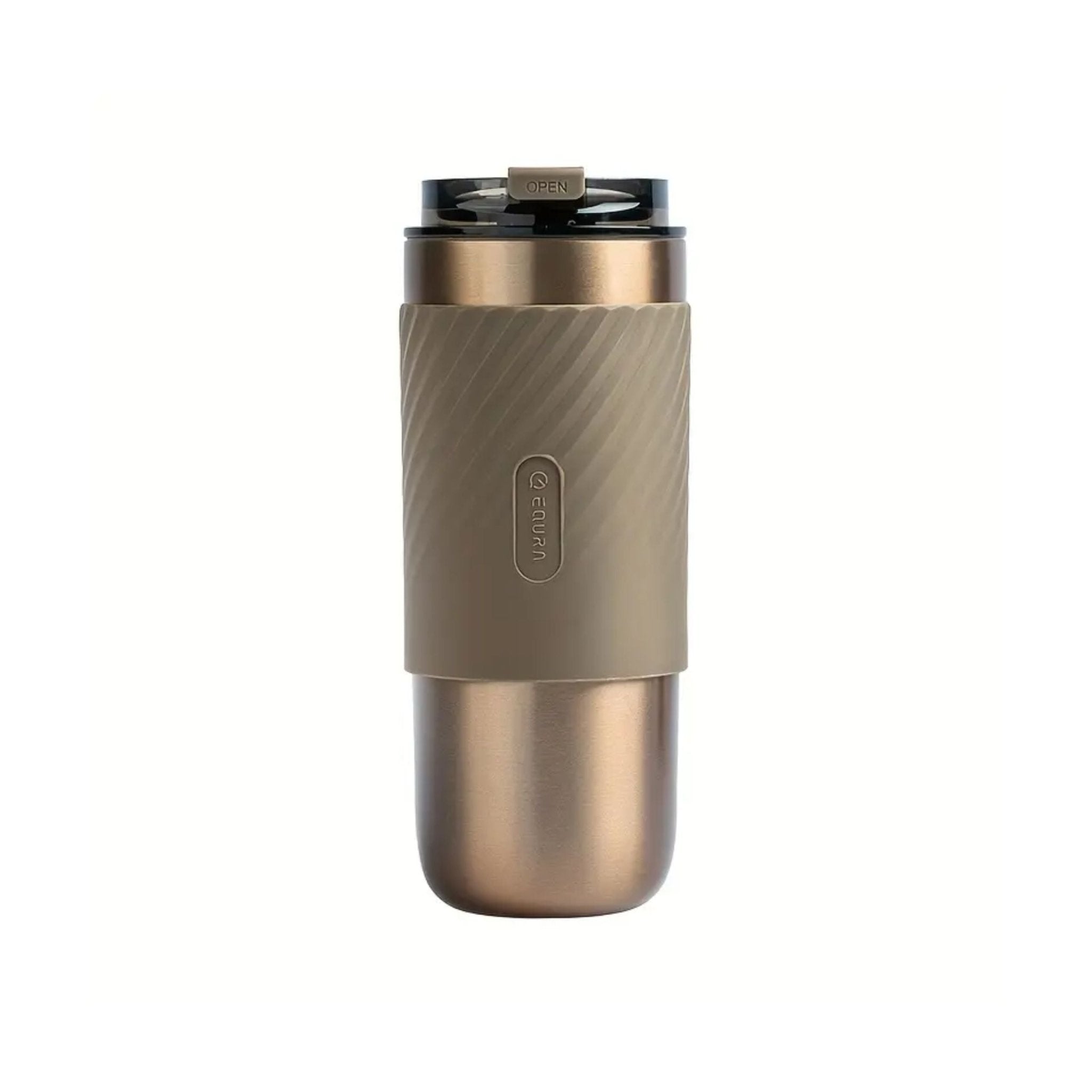 LePresso Coffee Mug with Sleeve and Reusable Straw 520ml - Gold
