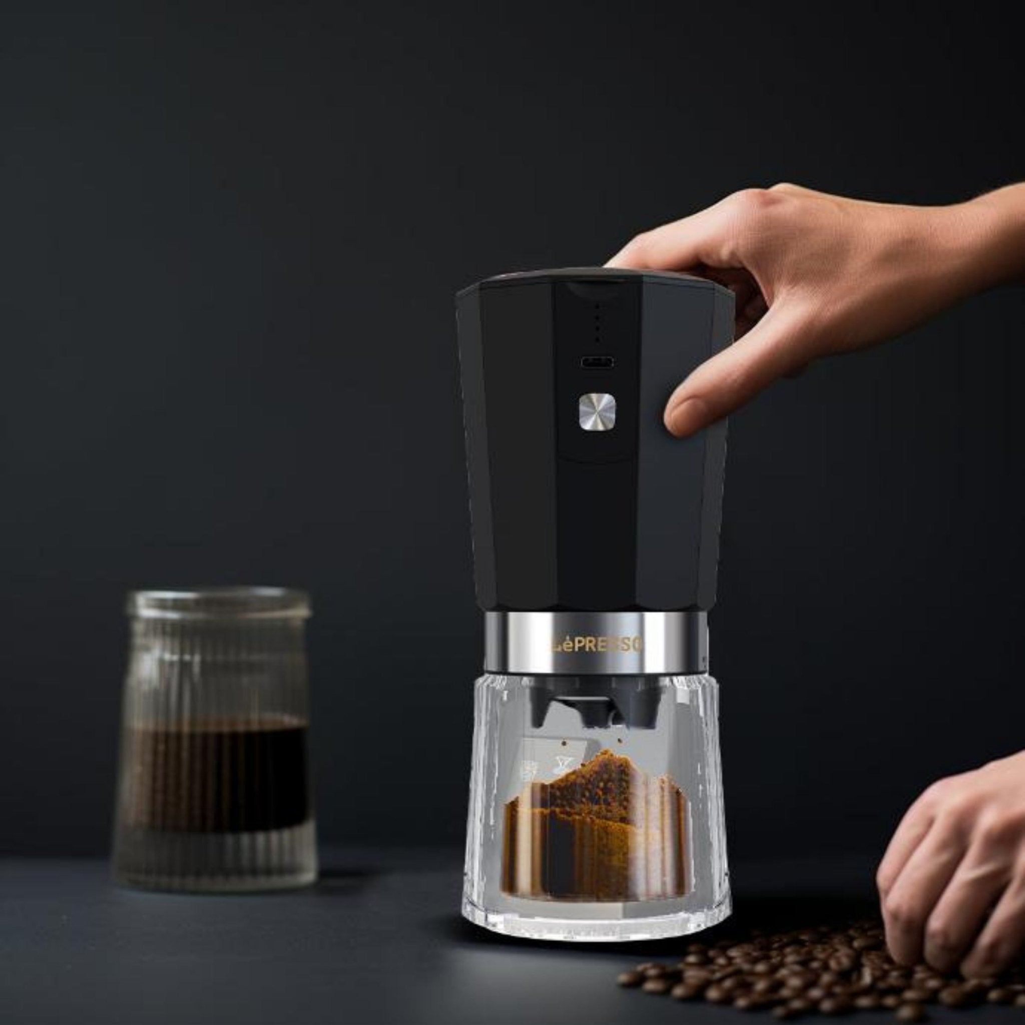 LePresso Cordless Electric Conical Burr Grinder - Black