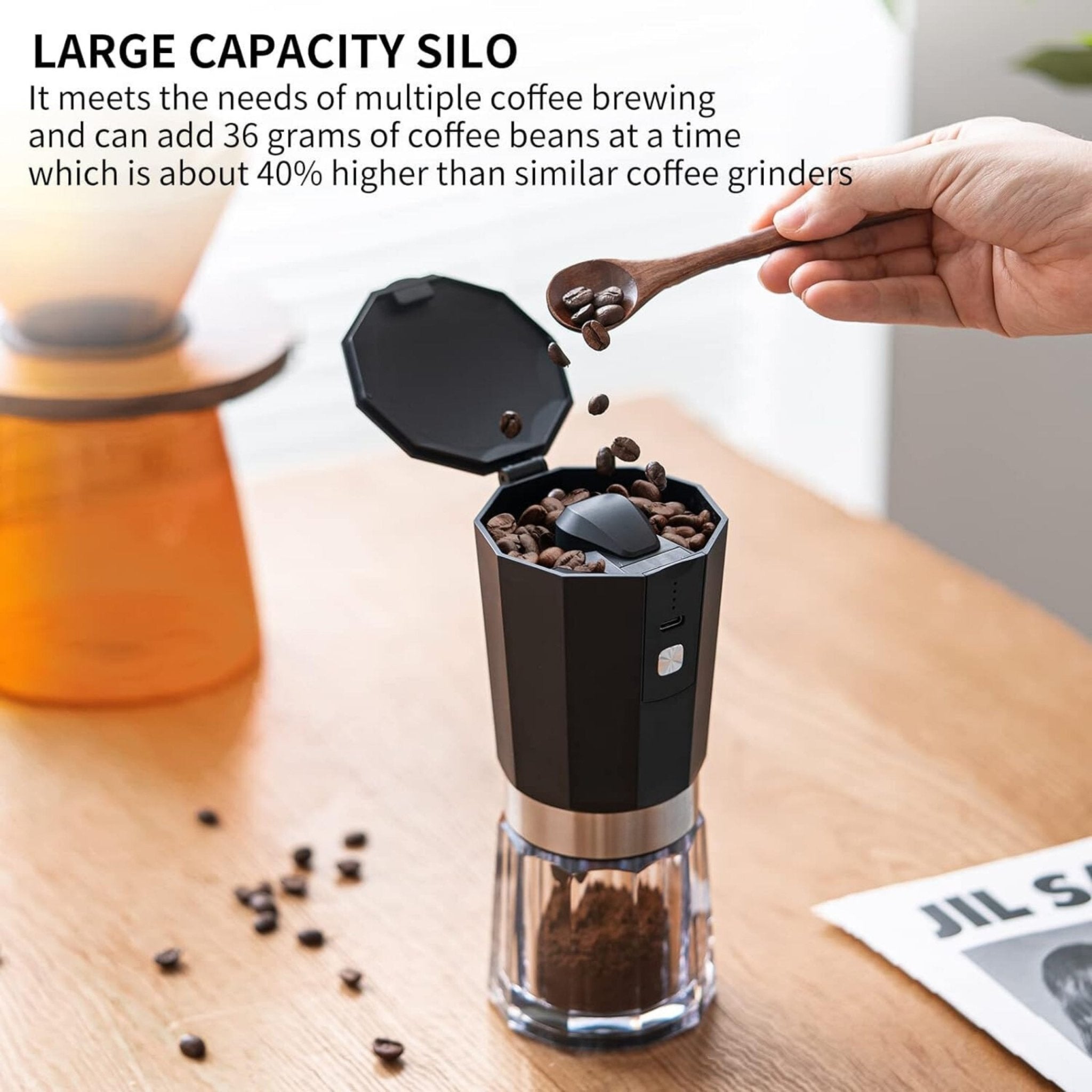 LePresso Cordless Electric Conical Burr Grinder - Black