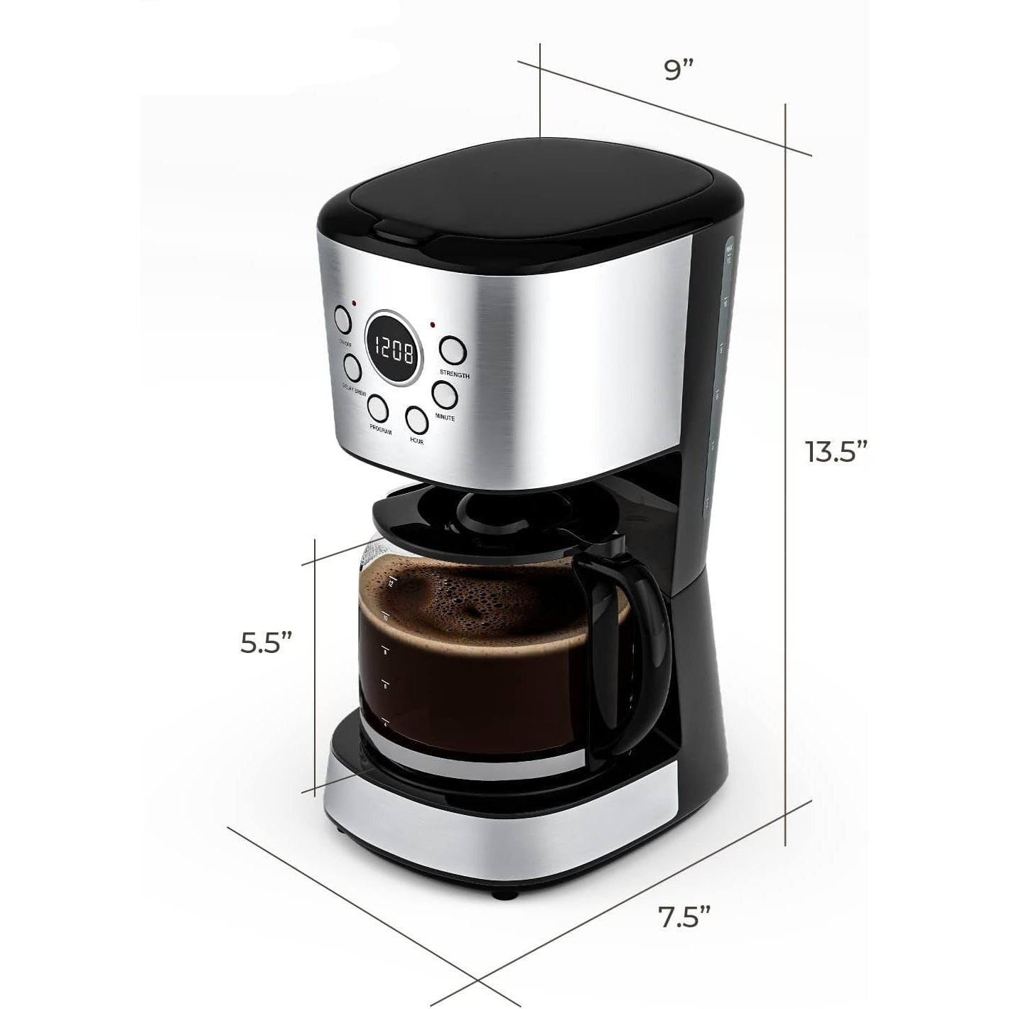 LePresso Drip Coffee Maker with Glass Carafe 1.5L 900W (LPCMDGBK) - Black
