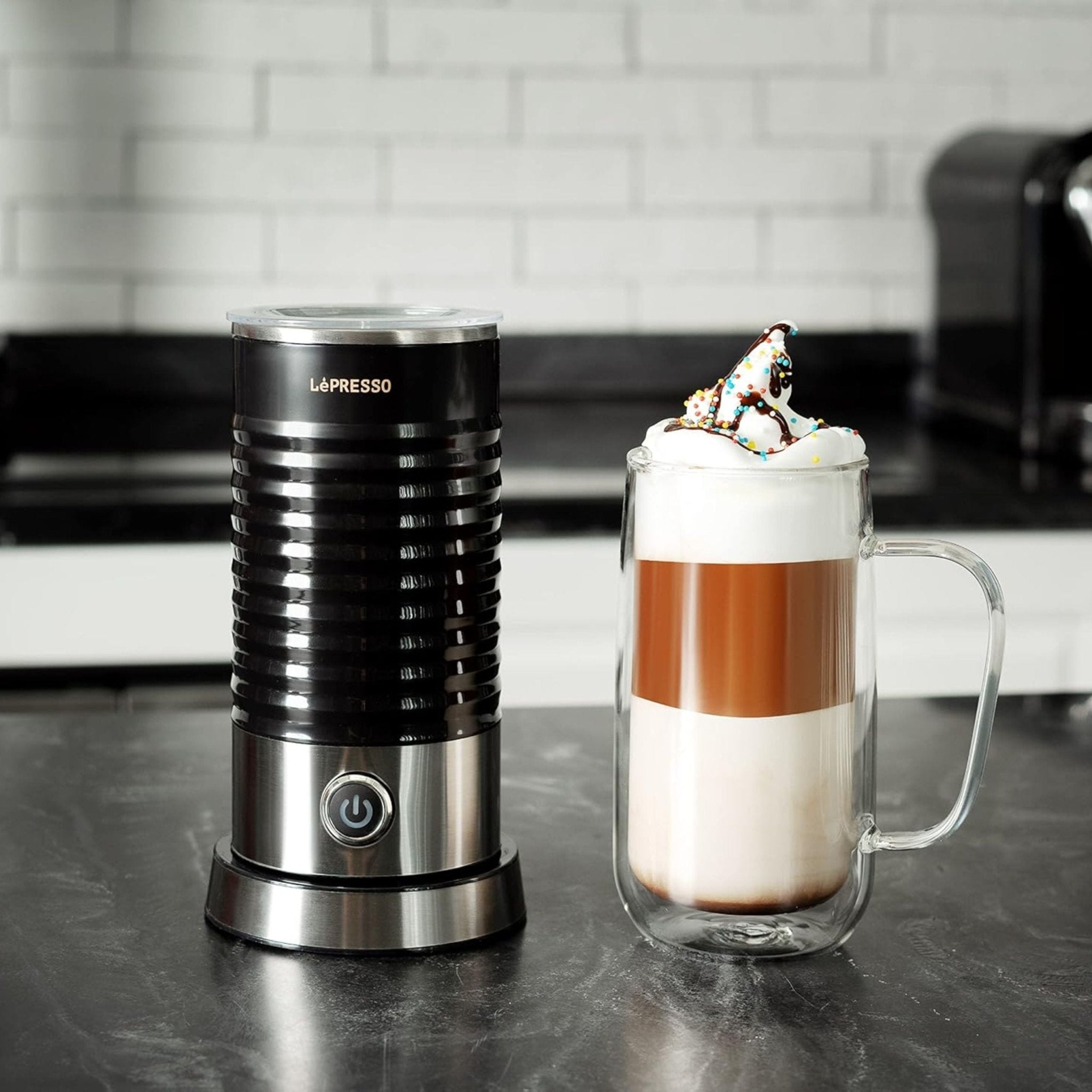 LePresso Hot & Cold Milk Frother 100mL 450W (LPMLFRBK) - Black