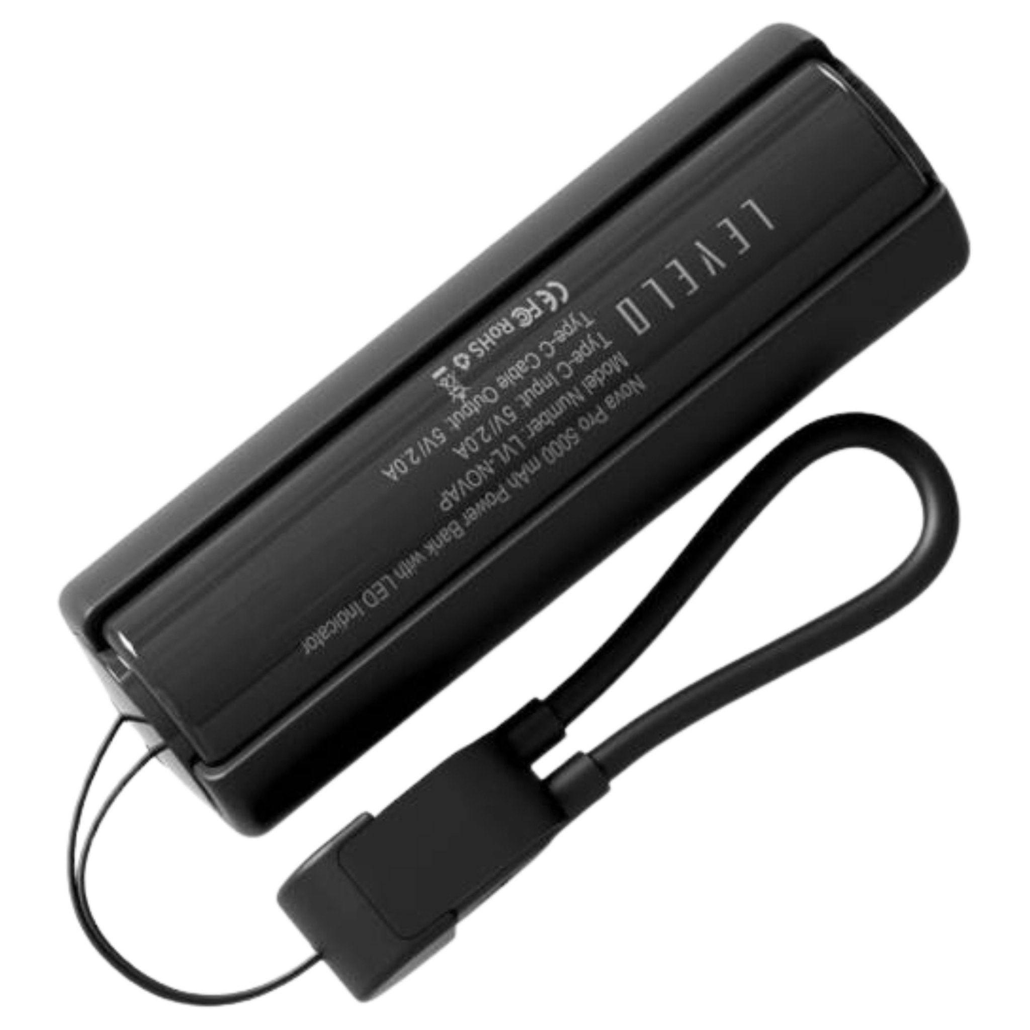 Levelo Nova Pro Power Bank With Flashlight 5000mAh - Black