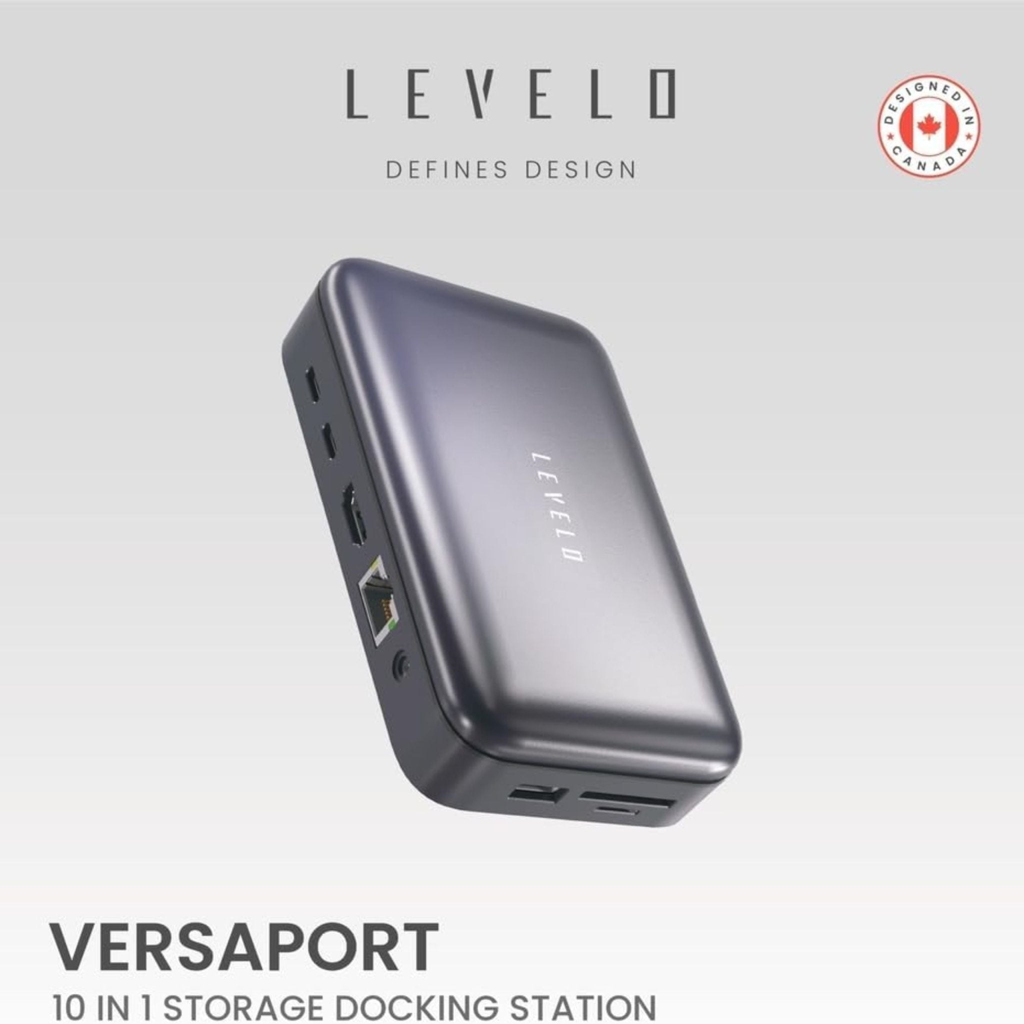 Levelo Versaport 10 in 1 Storage Docking Station 100W - Grey