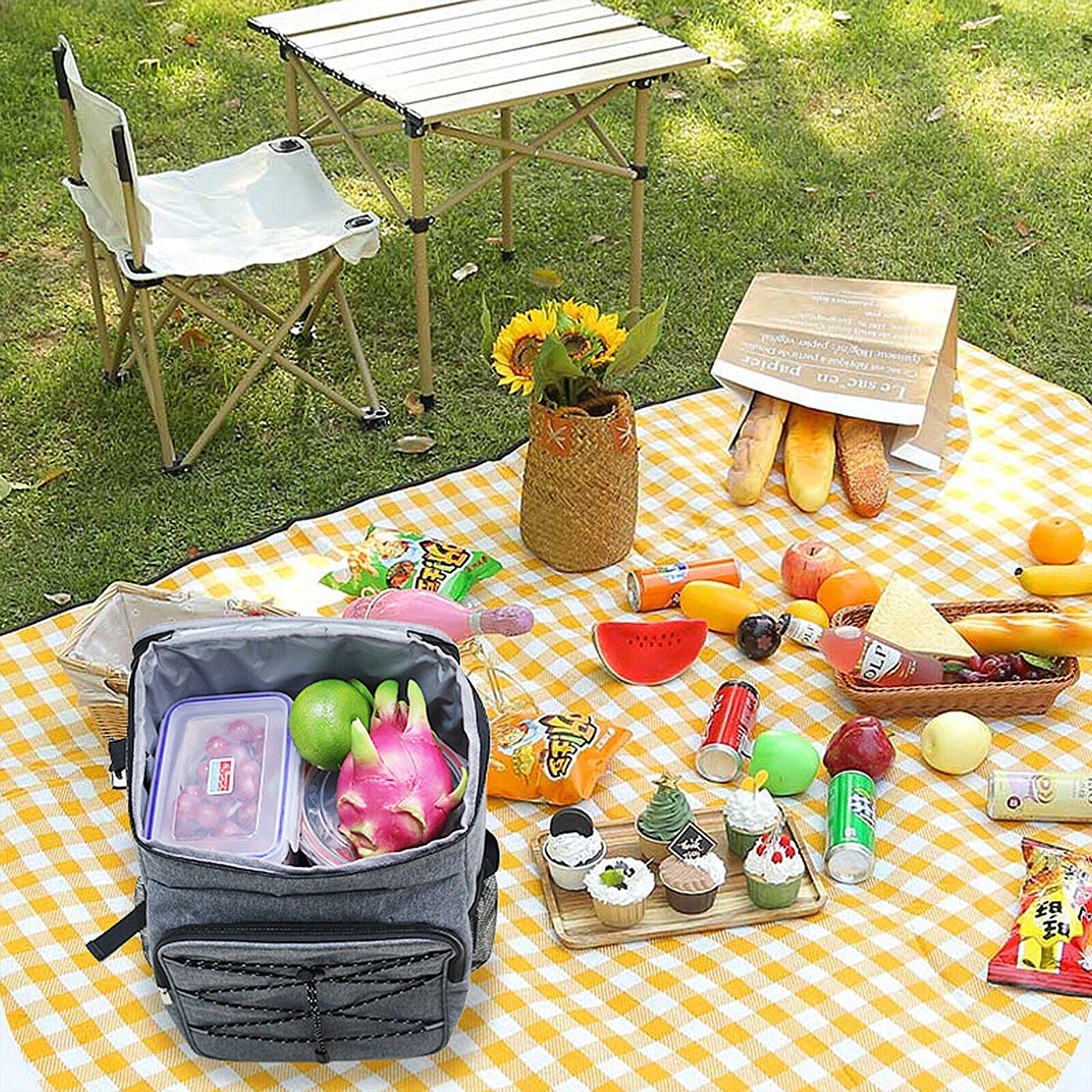 Lunch Camping Backpack Waterproof Bag - Black