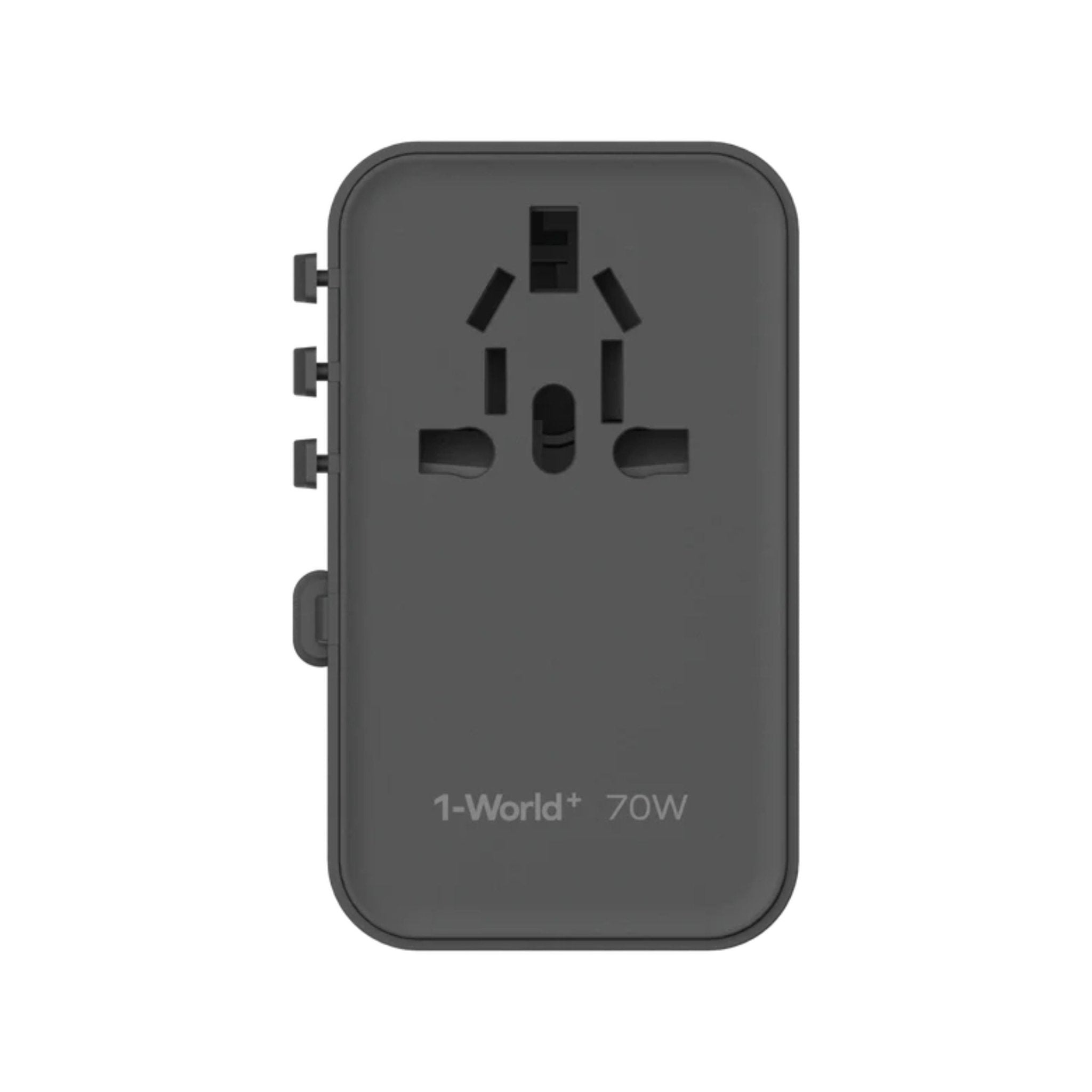 Momax 1-World PD Global Travel Fast Charging Adapter 70W 3 Port With Built-In USB-C Cable 70cm