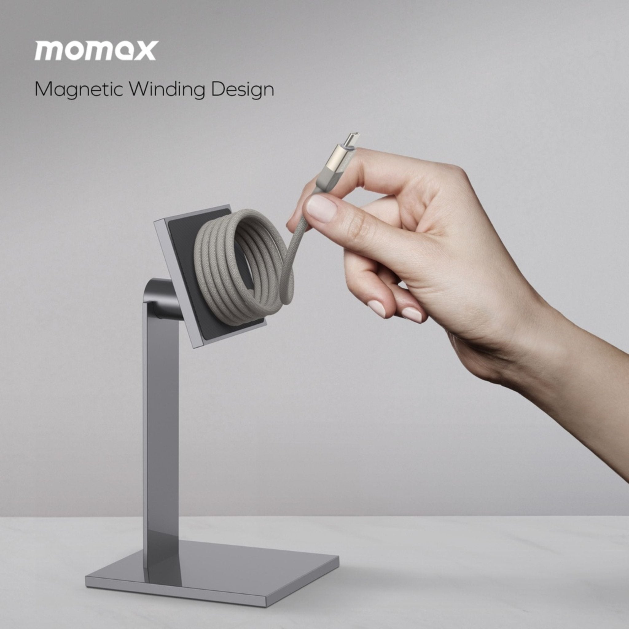 Momax Elite Mag Link 100W USB-C TO USB-C Magnetic Cable 1M - Titanium
