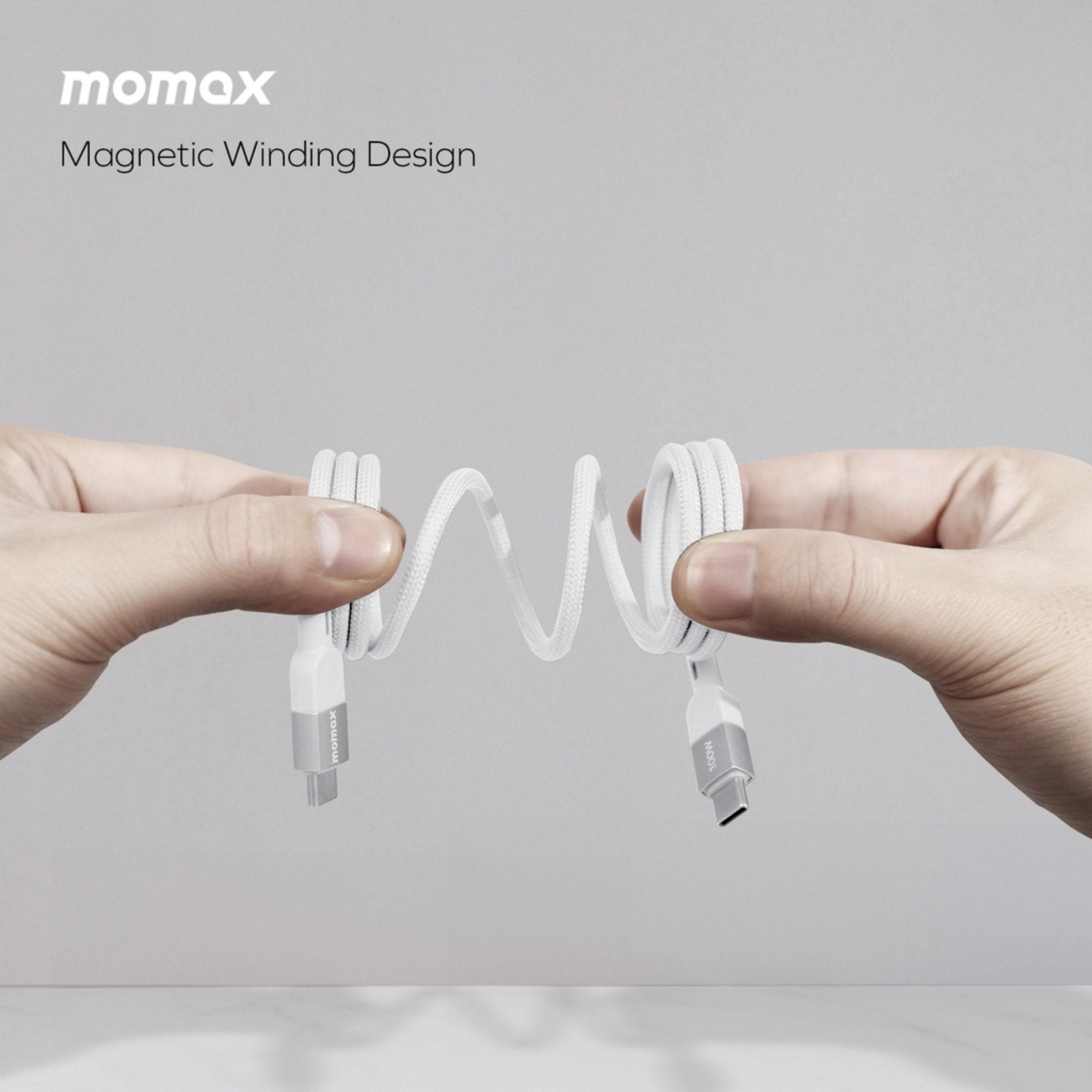 Momax Elite Mag Link 100W USB-C TO USB-C Magnetic Cable 1M - Titanium