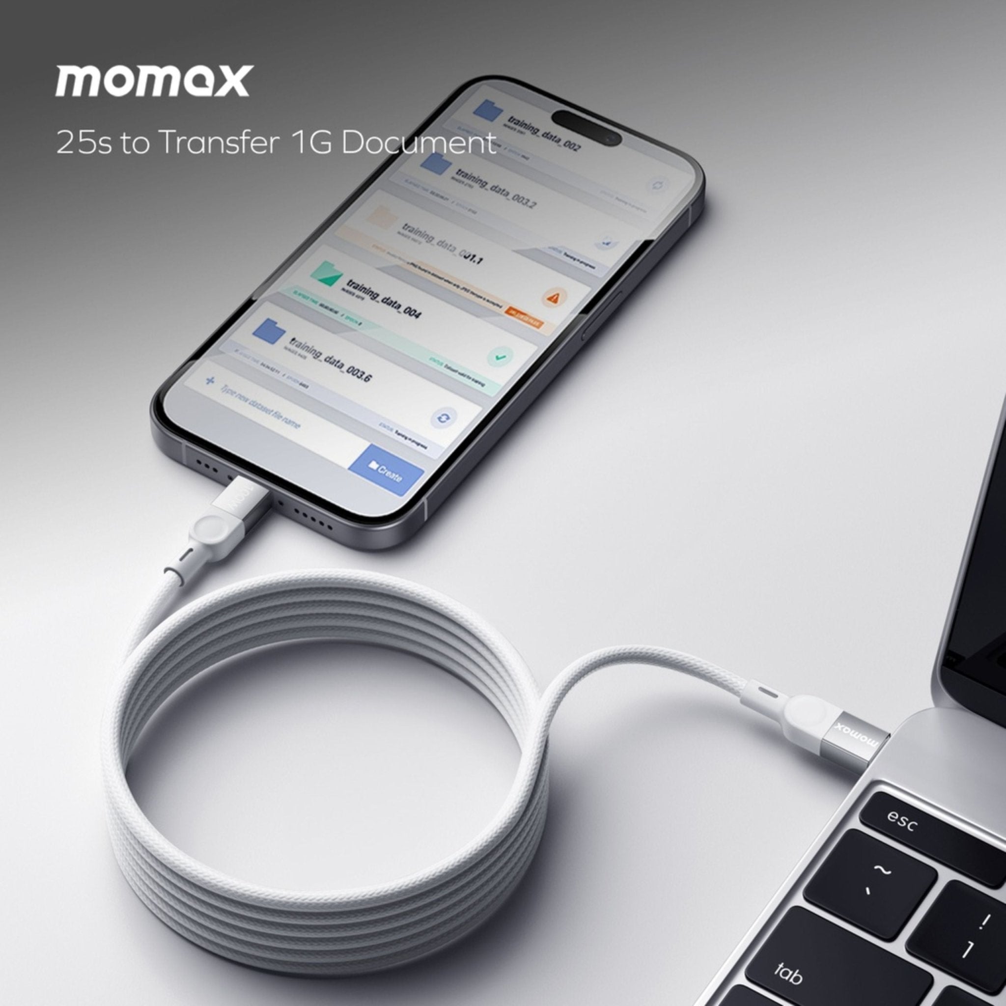 Momax Elite Mag Link 100W USB-C TO USB-C Magnetic Cable 1M - Titanium