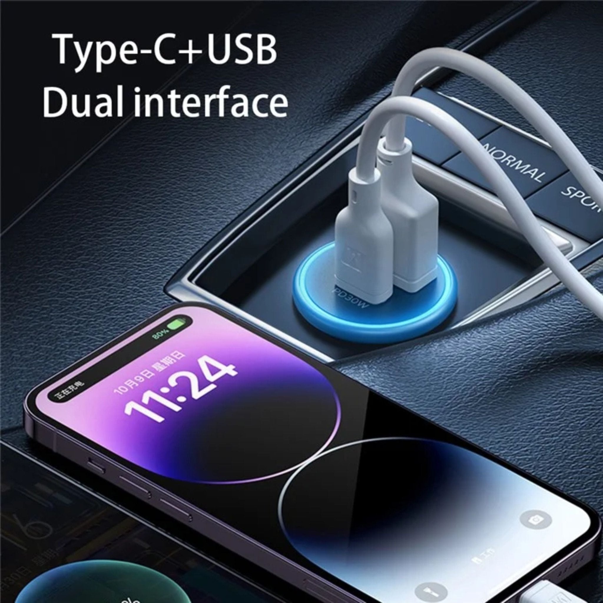 Momax Move 30W Dual Port Car Charger - Gray