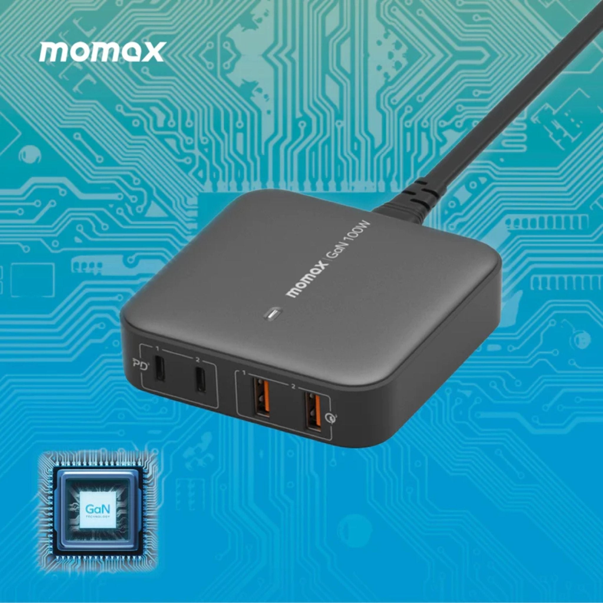 Momax Oneplug 100w 4 Port Gan Desktop Charger