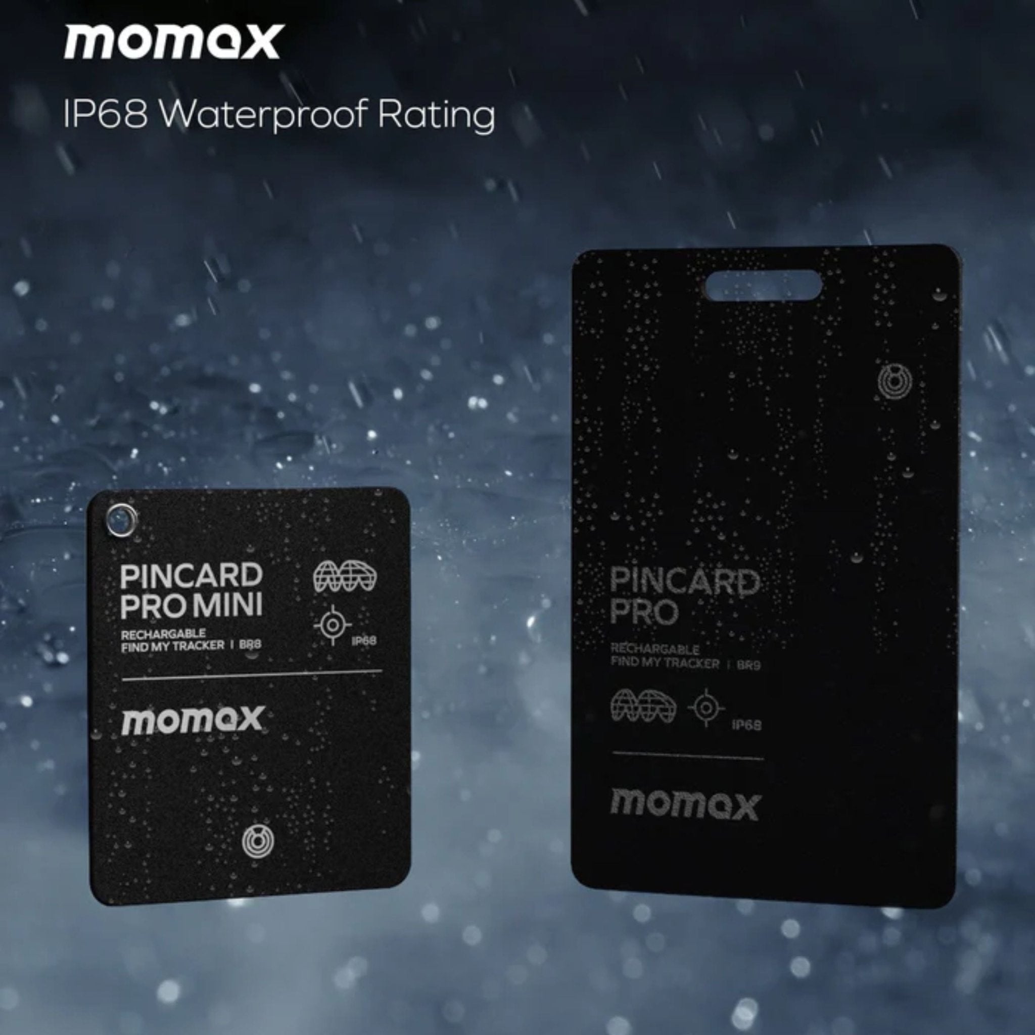 Momax Pincard Pro Mini Rechargeable Find My Tracker BR8 - Black