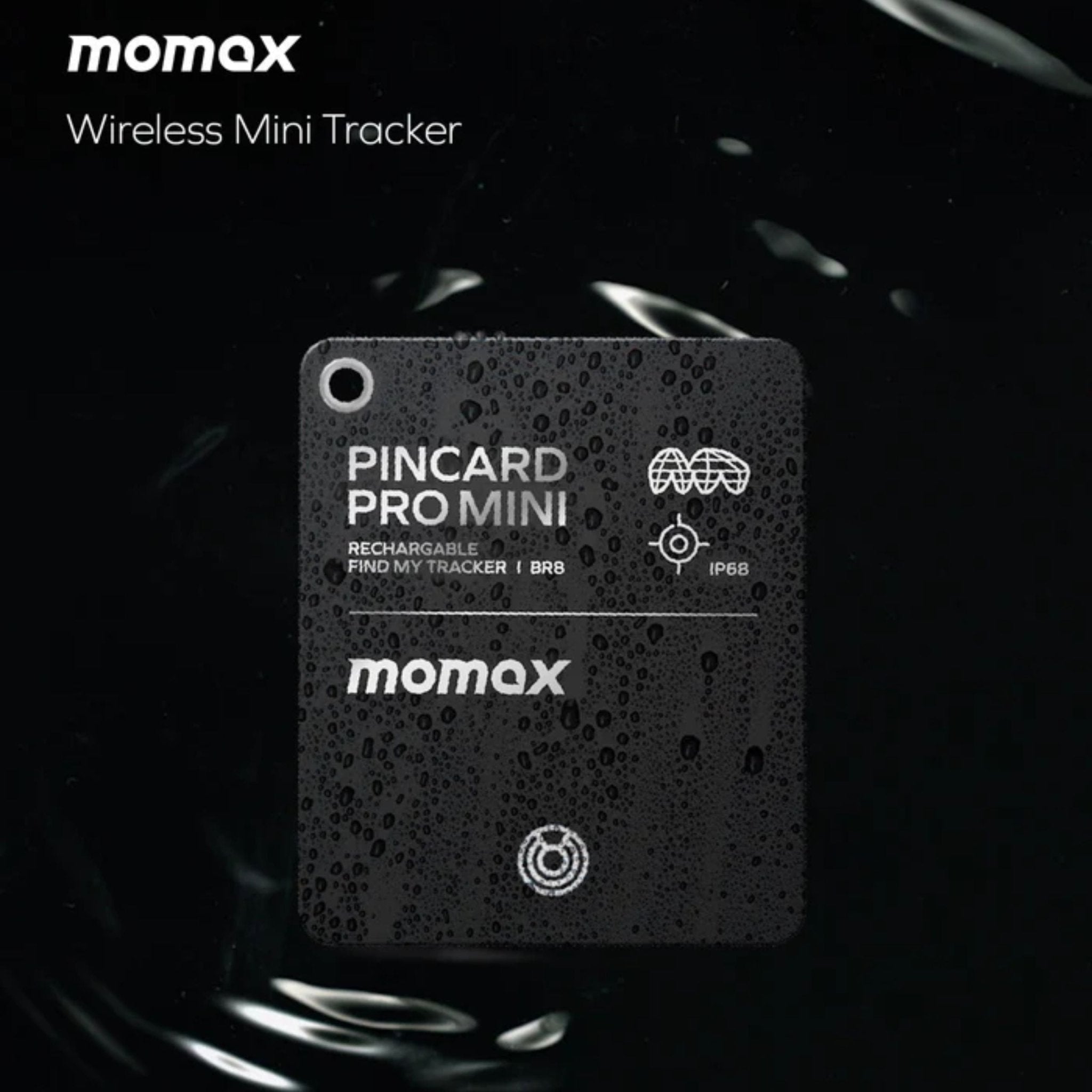 Momax Pincard Pro Mini Rechargeable Find My Tracker BR8 - Black