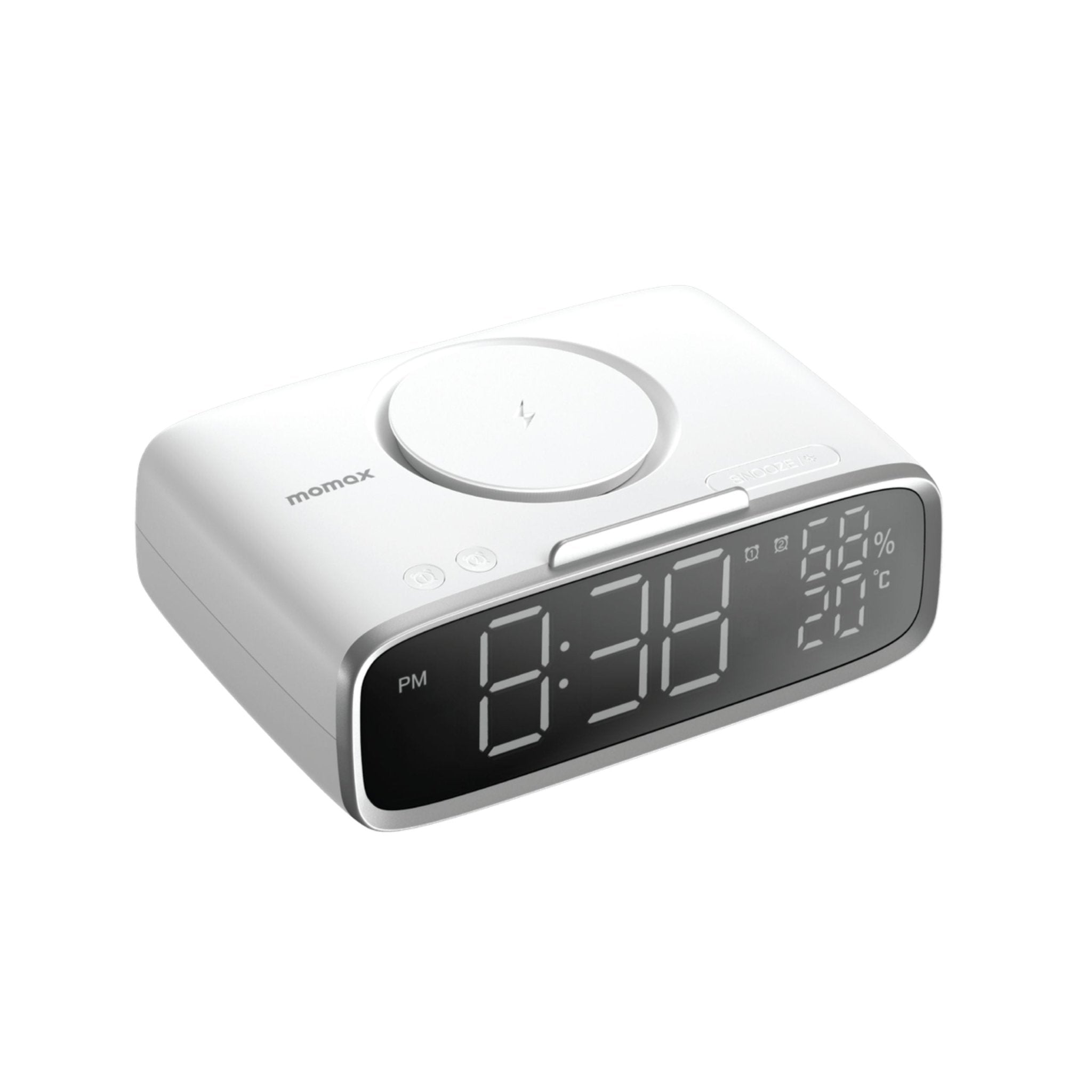 Momax Q.Clock 5 Digital Clock With Wireless Charger - White