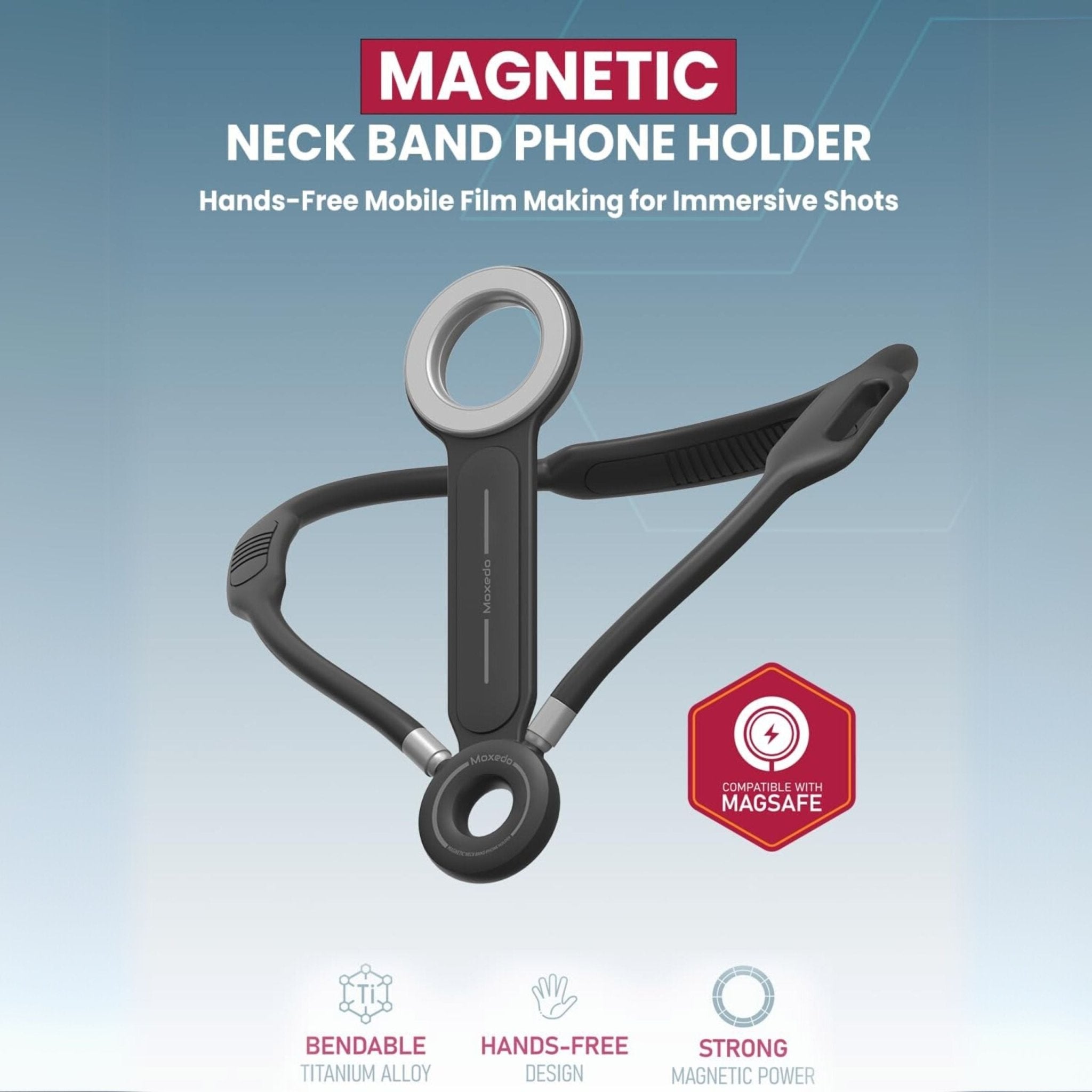Moxedo Magnetic Neck Band Phone Holder - Black