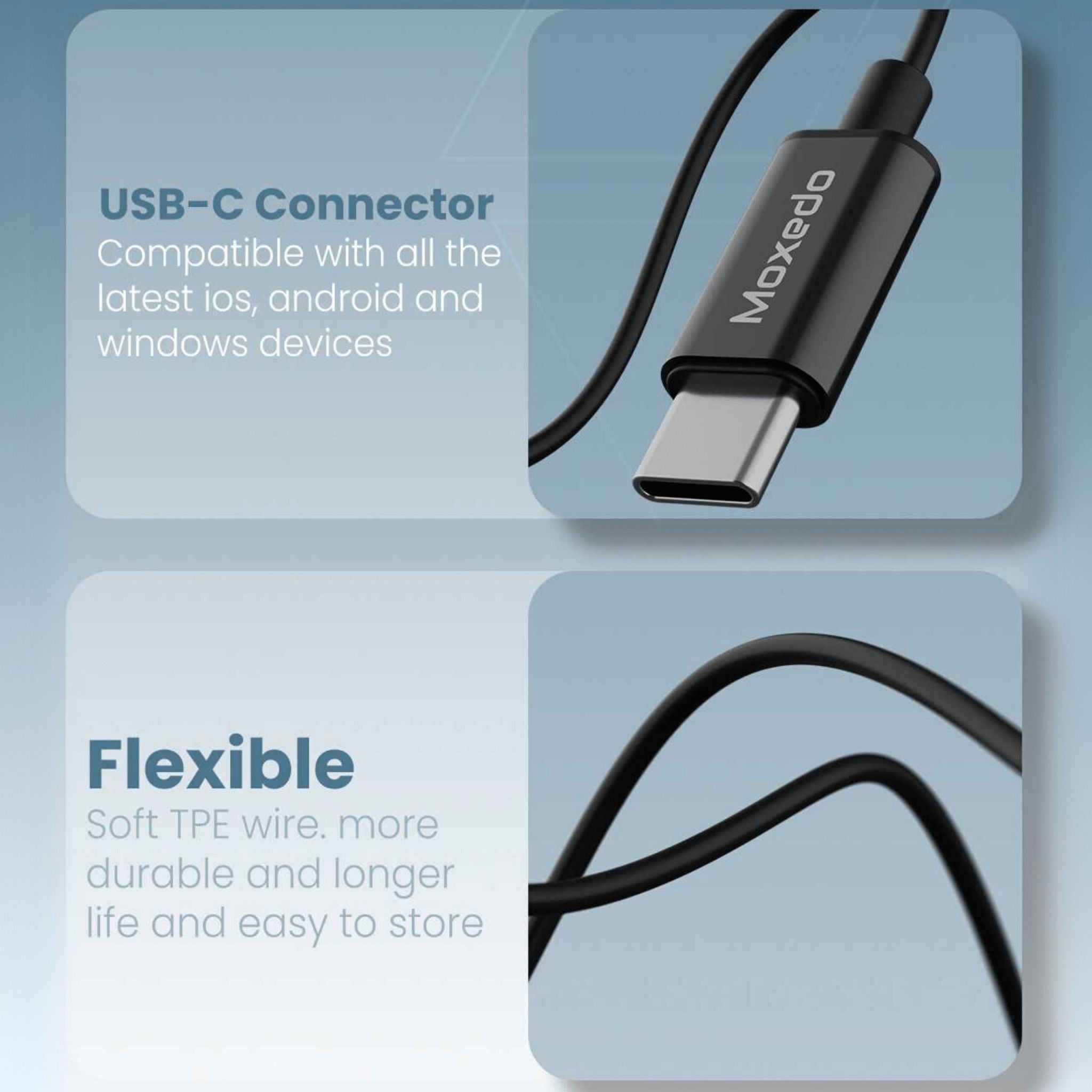 Moxedo Mono Stereo Earphones Built-in Microphone Type-C Connector
