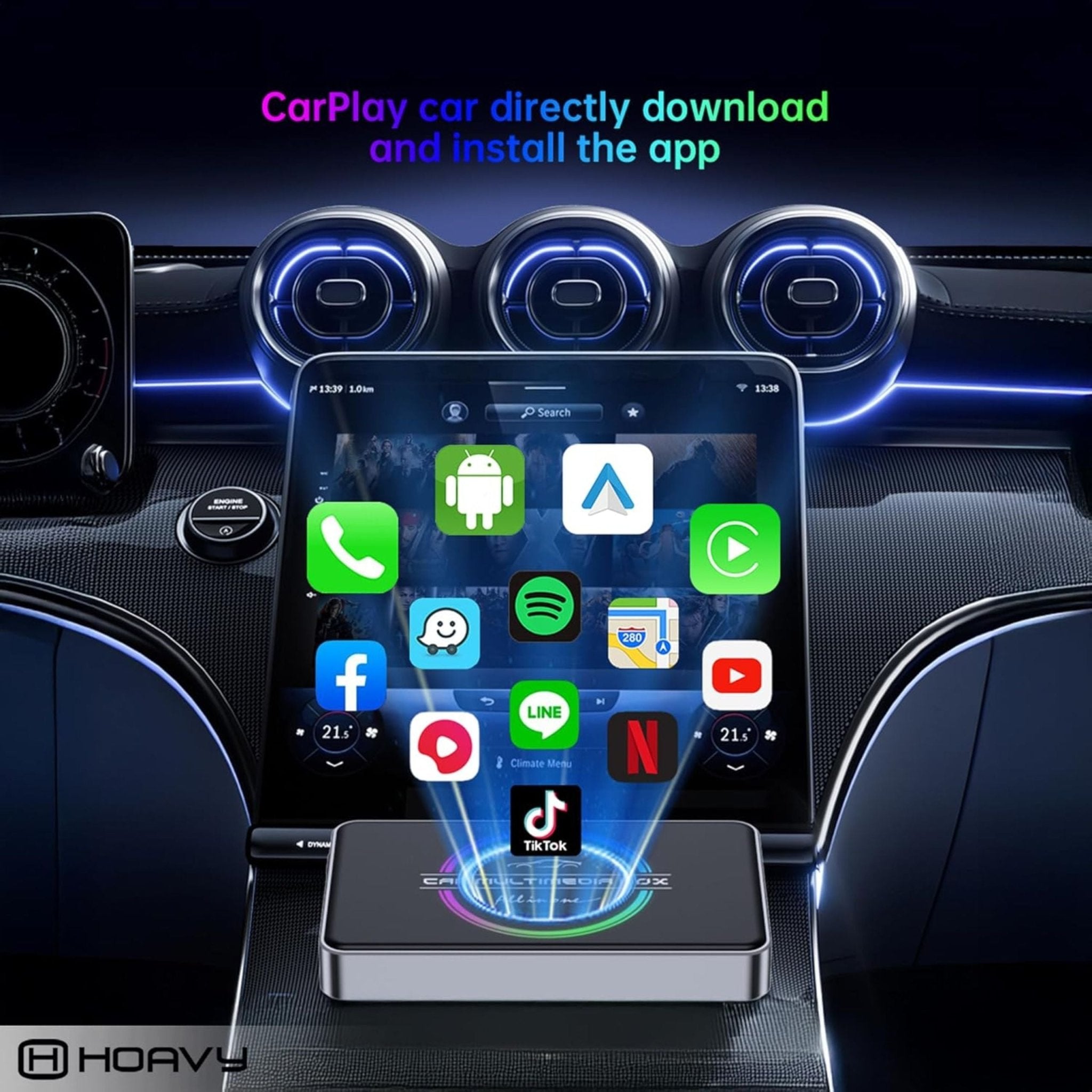 Moxedo Plug & Play Carplay AI Smart Box 4K - Black