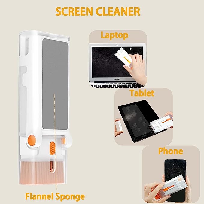Multifunctional Cleaning Brush 2 | 8-in-1 Keyboard Cleaning Kit - Orange