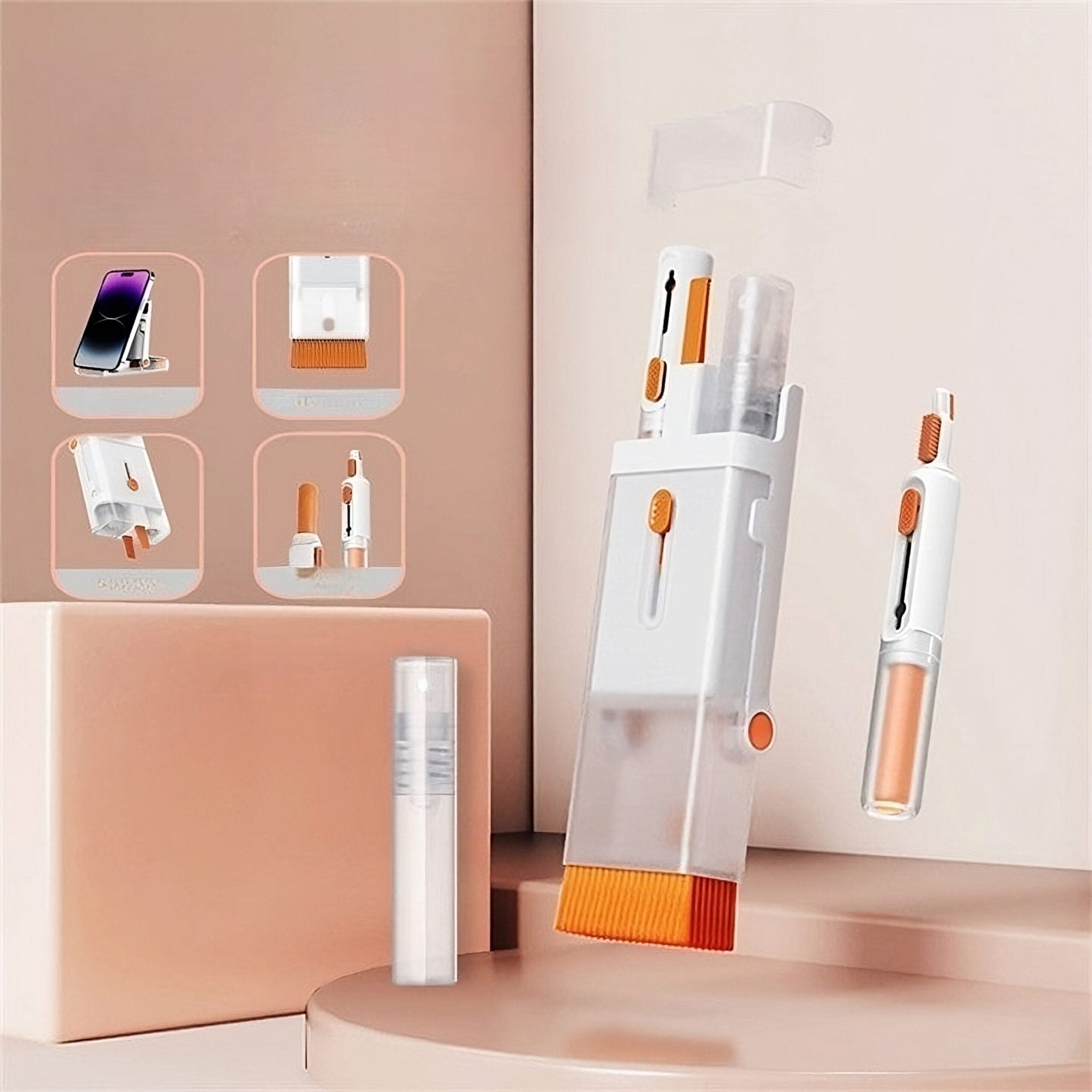 Multifunctional Cleaning Brush 2 | 8-in-1 Keyboard Cleaning Kit - Orange