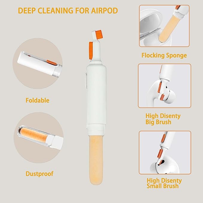 Multifunctional Cleaning Brush 2 | 8-in-1 Keyboard Cleaning Kit - Orange