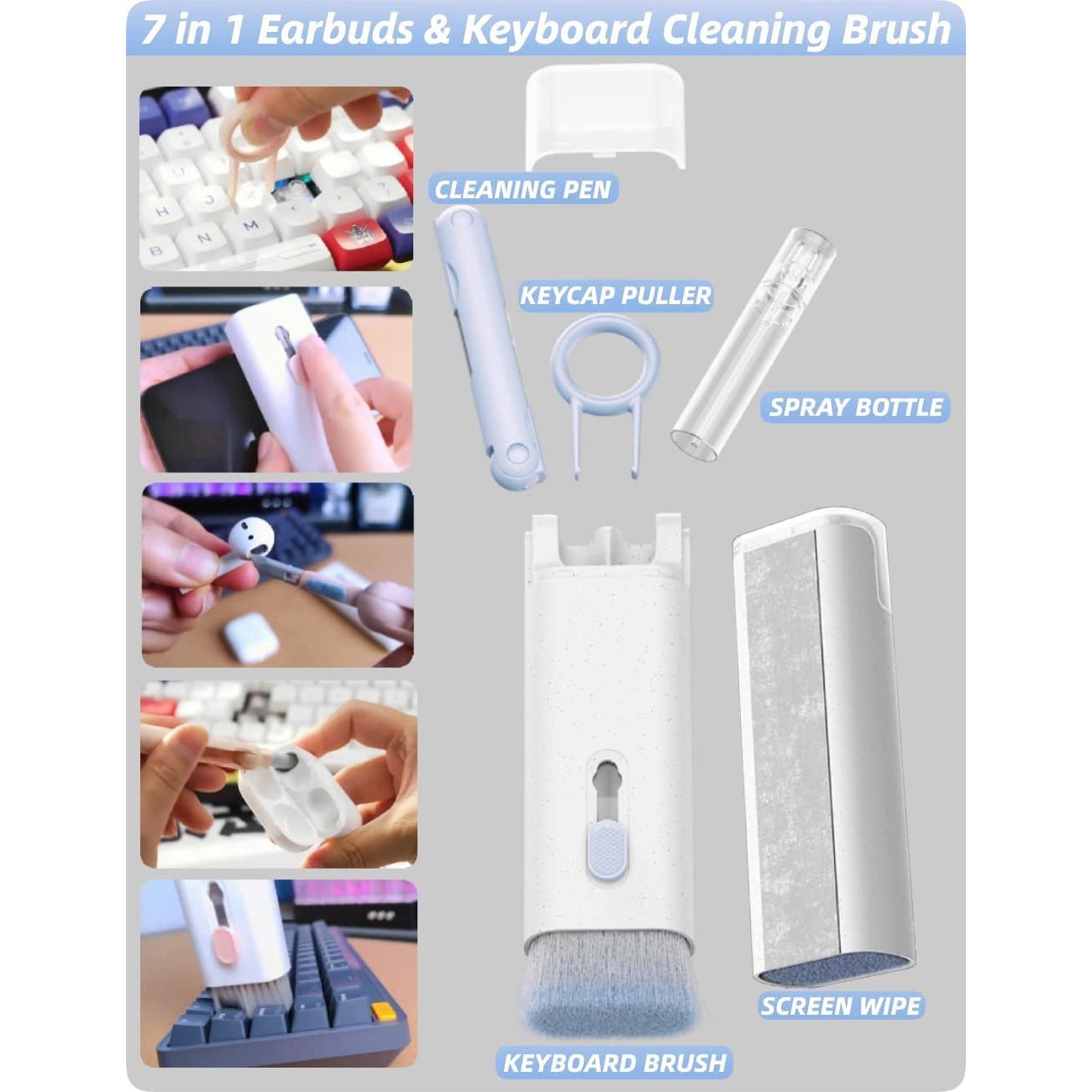 Multifunctional Cleaning Brush | 7-in-1 Keyboard Cleaning Kit
