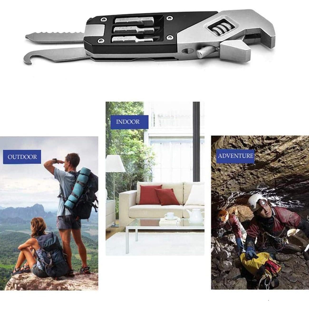 Multifunctional Spanner | Multi Tool Wrench With Screwdriver - Silver