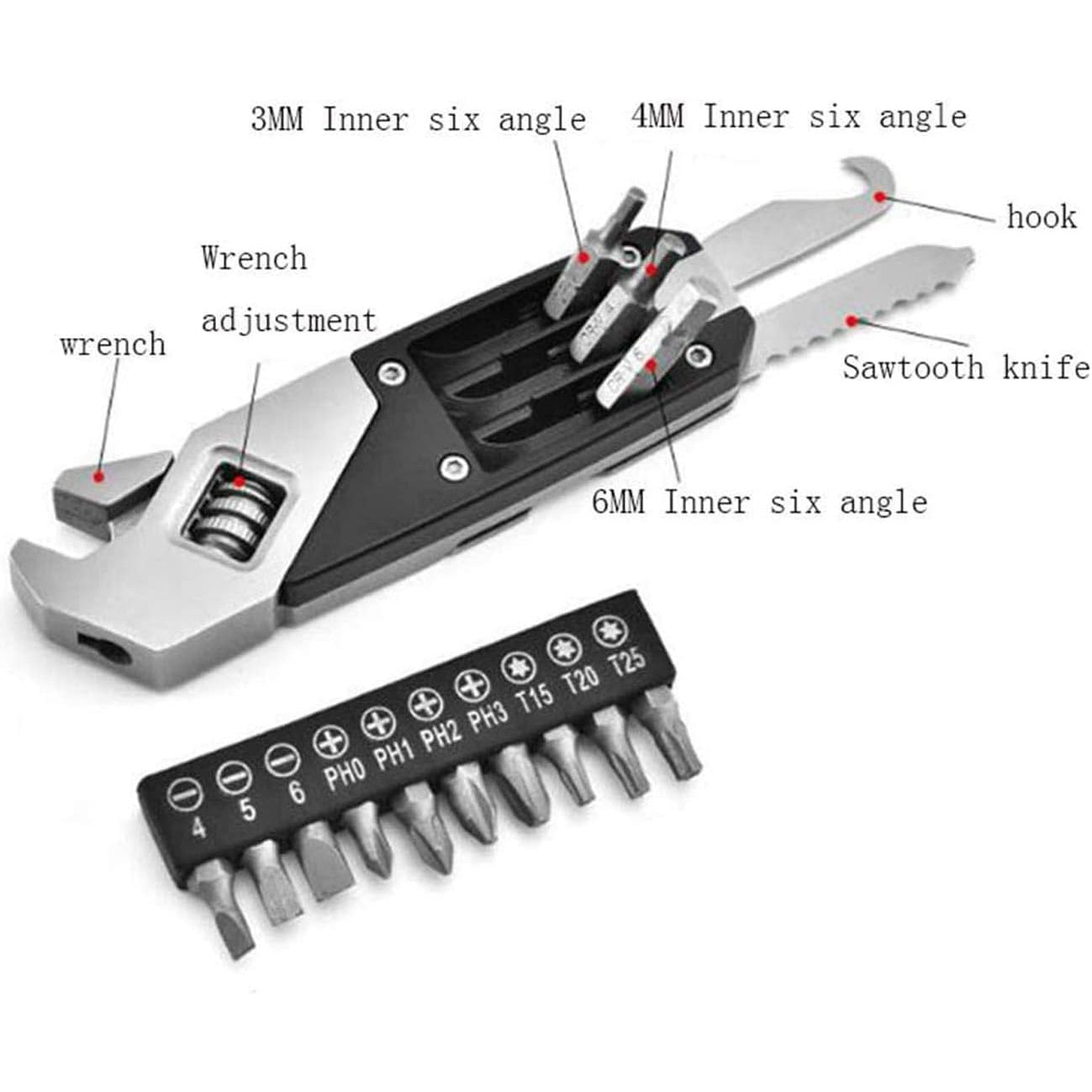 Multifunctional Spanner | Multi Tool Wrench With Screwdriver - Silver