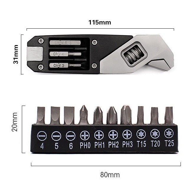 Multifunctional Spanner | Multi Tool Wrench With Screwdriver - Silver