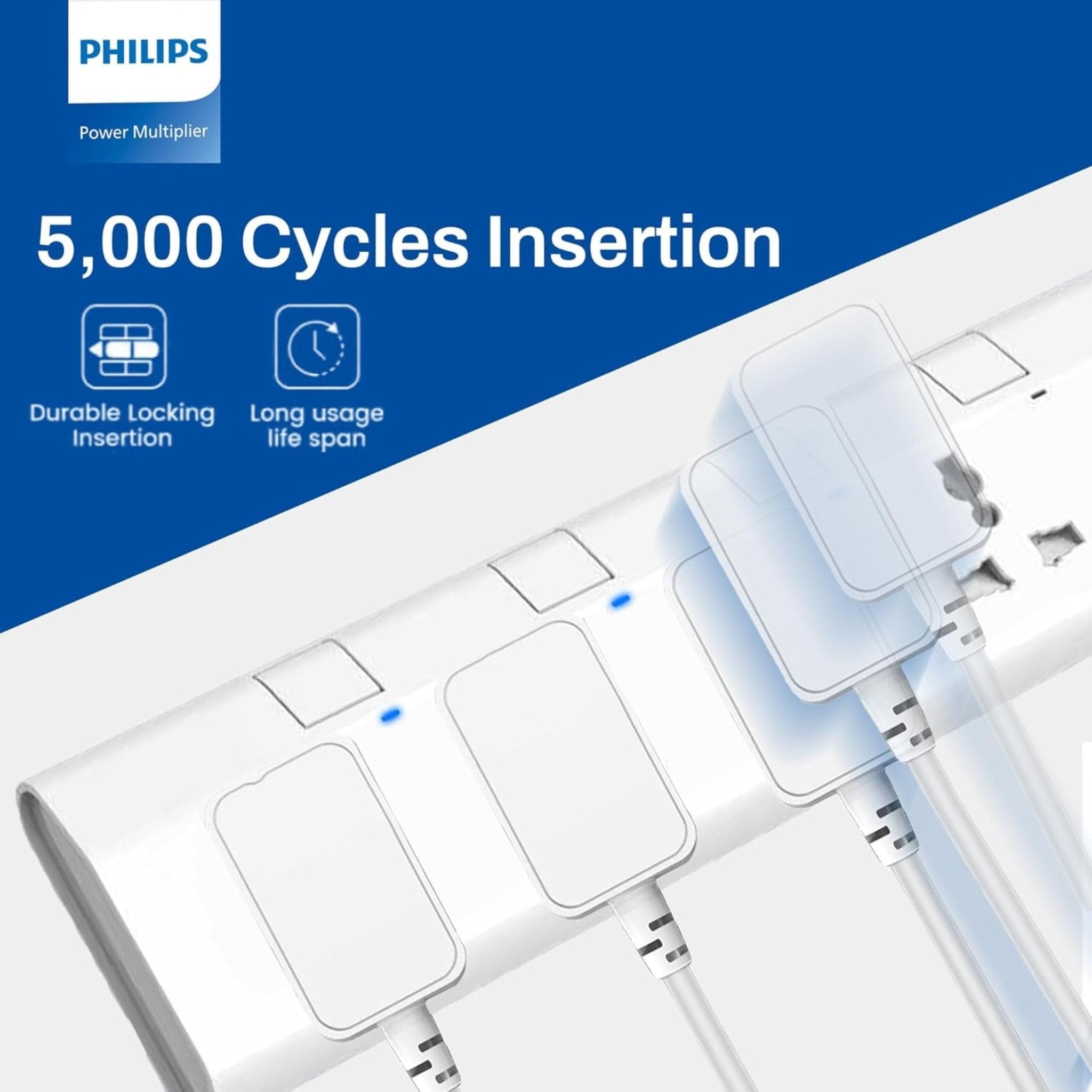 Philips 4-Way Universal Power Extension Cord 1.5M with Individual Switches - White