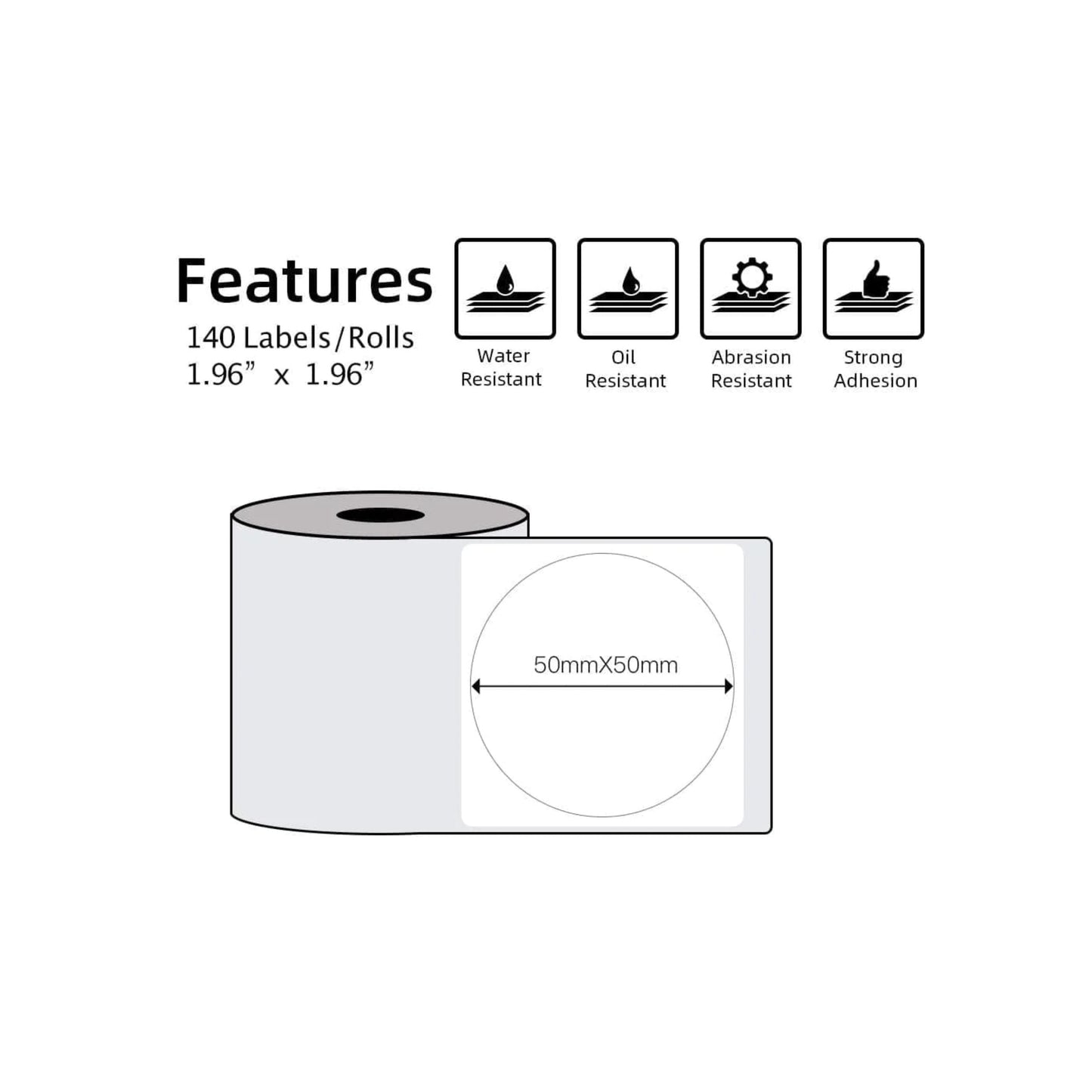 Phomemo Round Label 50*50mm 140pcs - White