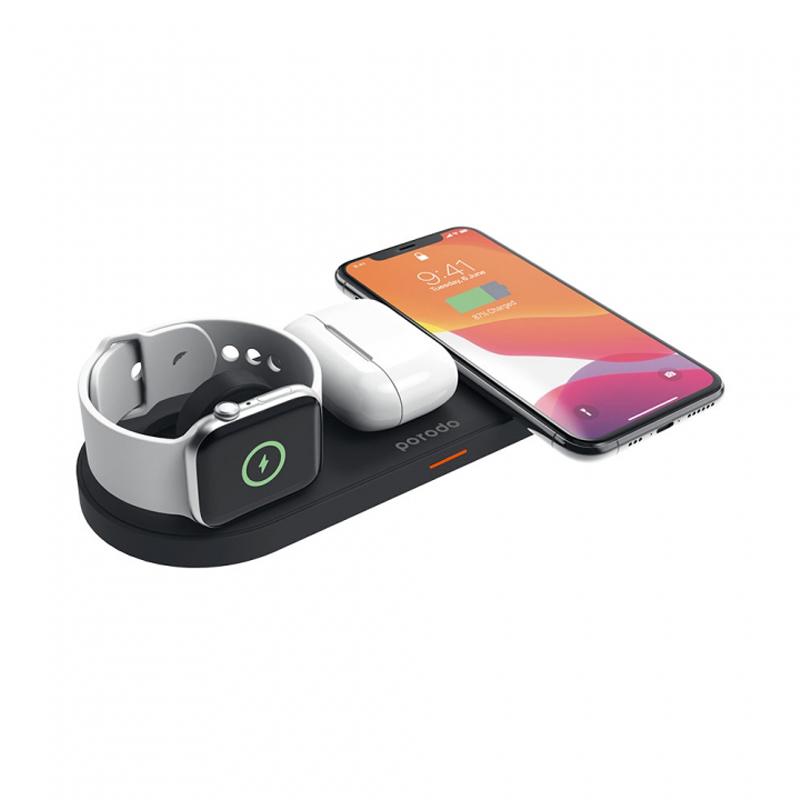 Porodo 4 In 1 Slim Charging Base Dual Wireless Charging Pads